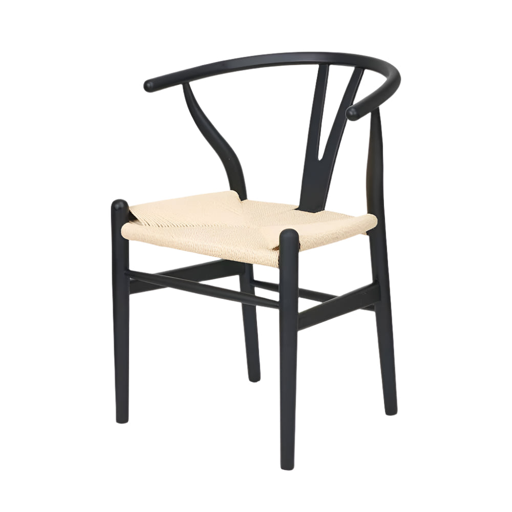 Quinn Black Beech Wood & Natural Paper Rope Dining Chair