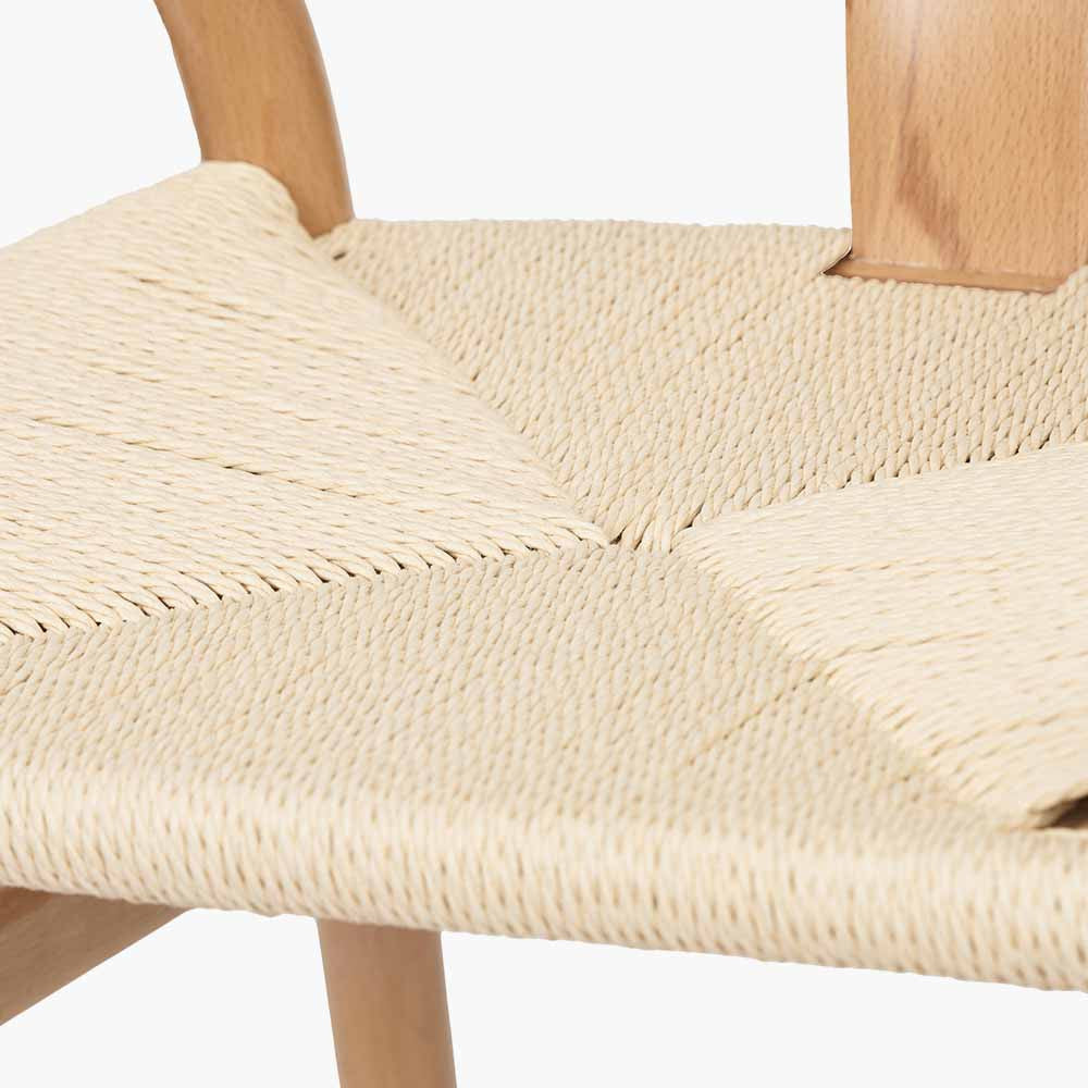 Quinn Natural Beech Wood & Natural Paper Rope Dining Chair