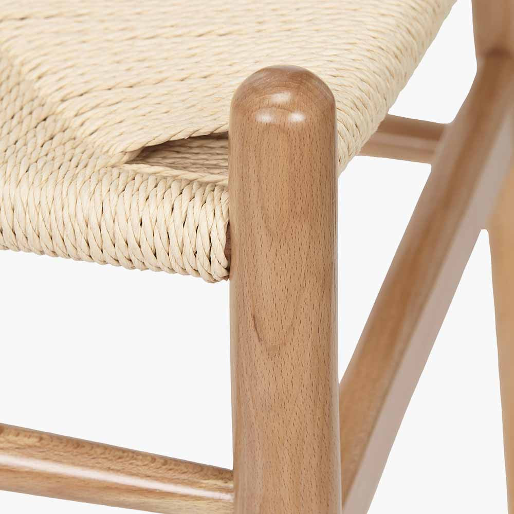 Quinn Natural Beech Wood & Natural Paper Rope Dining Chair