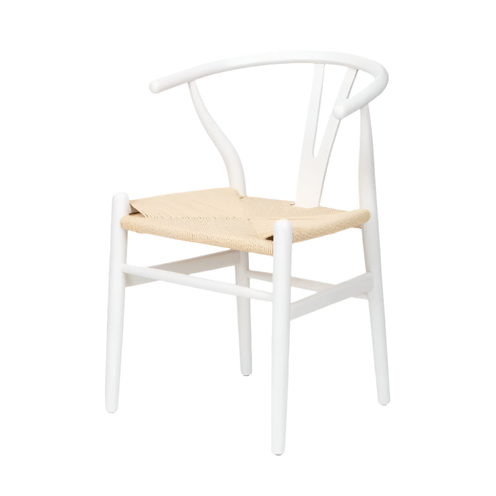 Quinn White Beech Wood & Natural Paper Rope Dining Chair