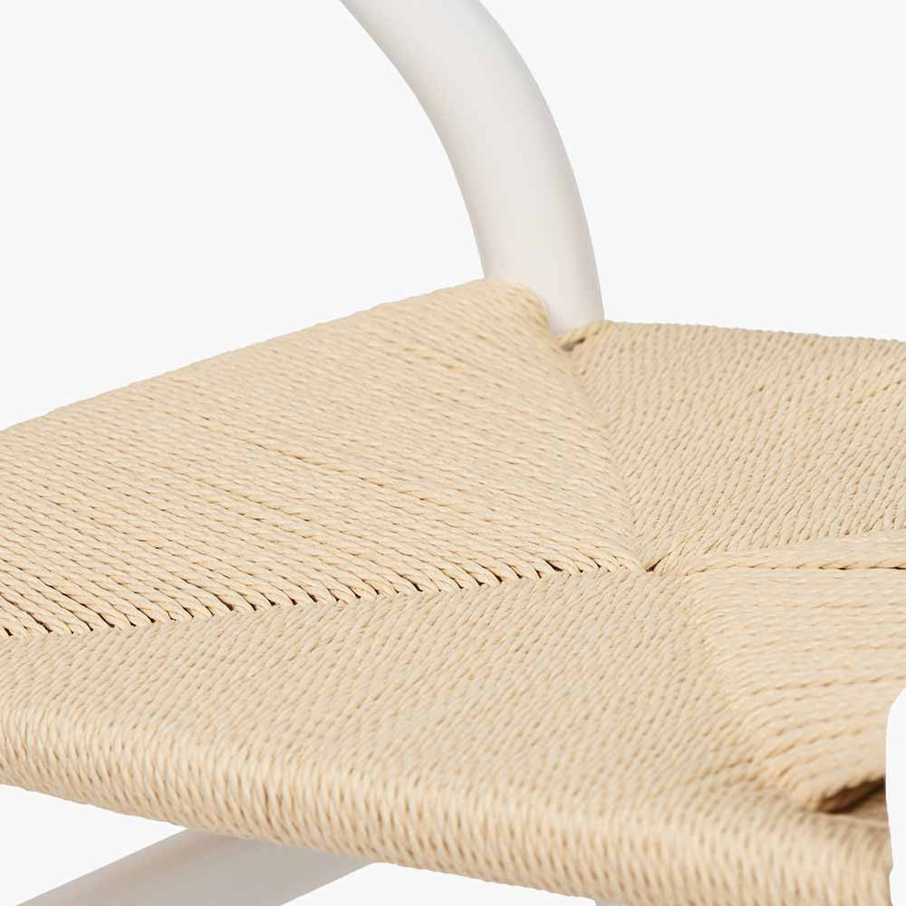 Quinn White Beech Wood & Natural Paper Rope Dining Chair
