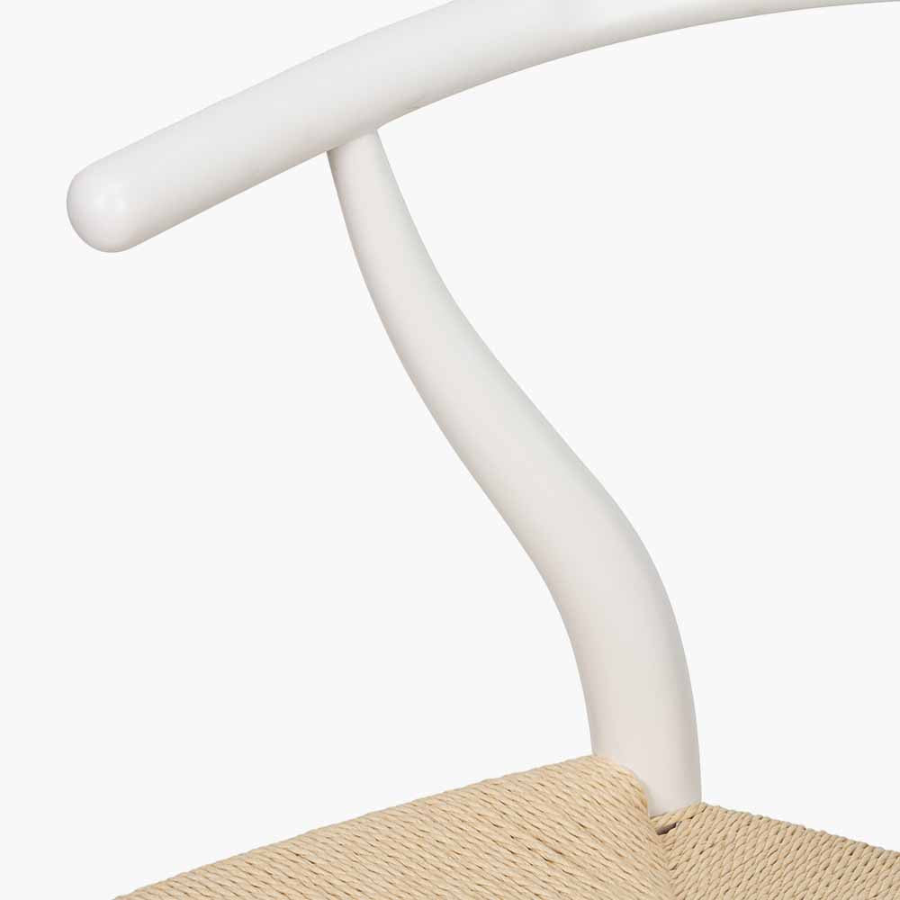 Quinn White Beech Wood & Natural Paper Rope Dining Chair