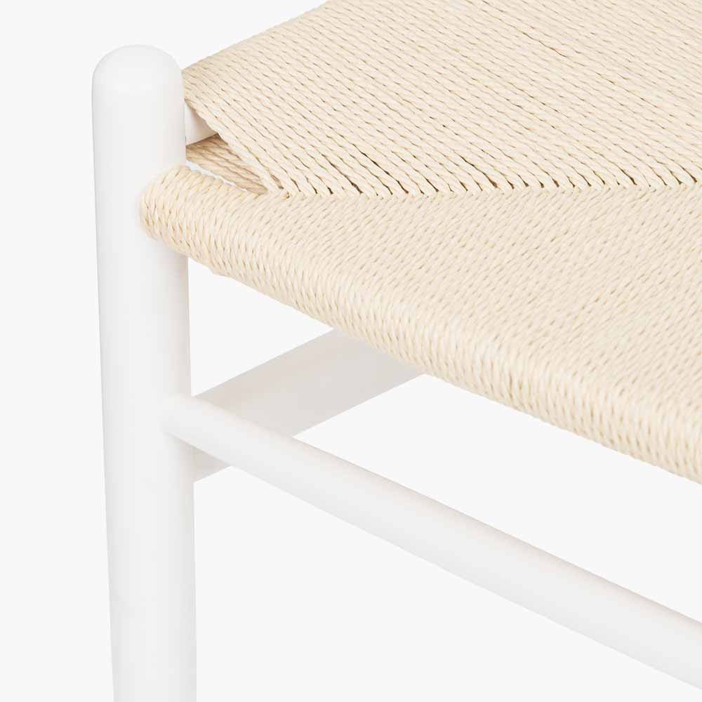 Quinn White Beech Wood & Natural Paper Rope Dining Chair