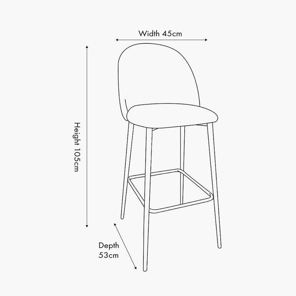 Turi White Boucle & Black Bar Stool