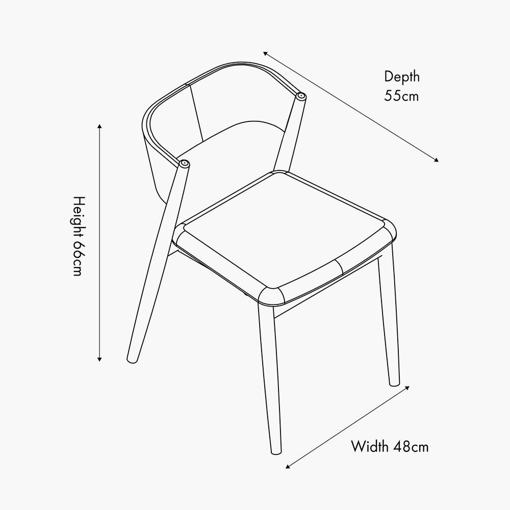 Elias Natural Linen & Dark Ash Wood Curved Back Dining Chair
