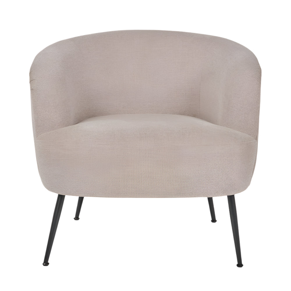 Aviana Natural Chenille & Black Metal Tub Chair