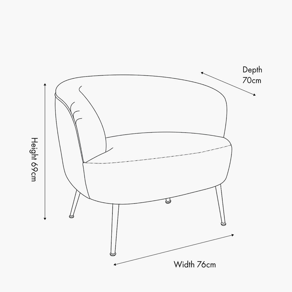 Aviana Natural Chenille & Black Metal Tub Chair