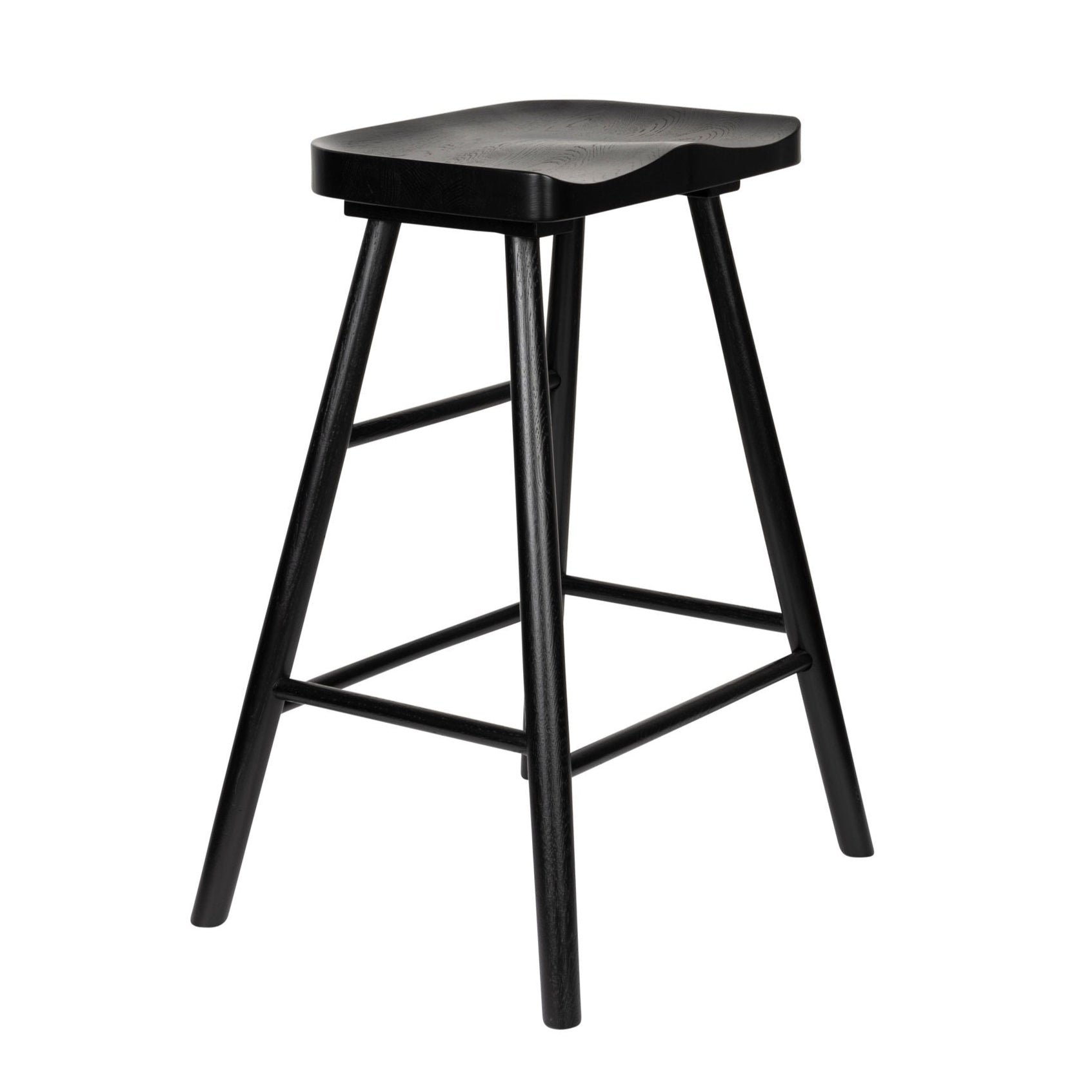Vander Black Oak Wood Counter Stool