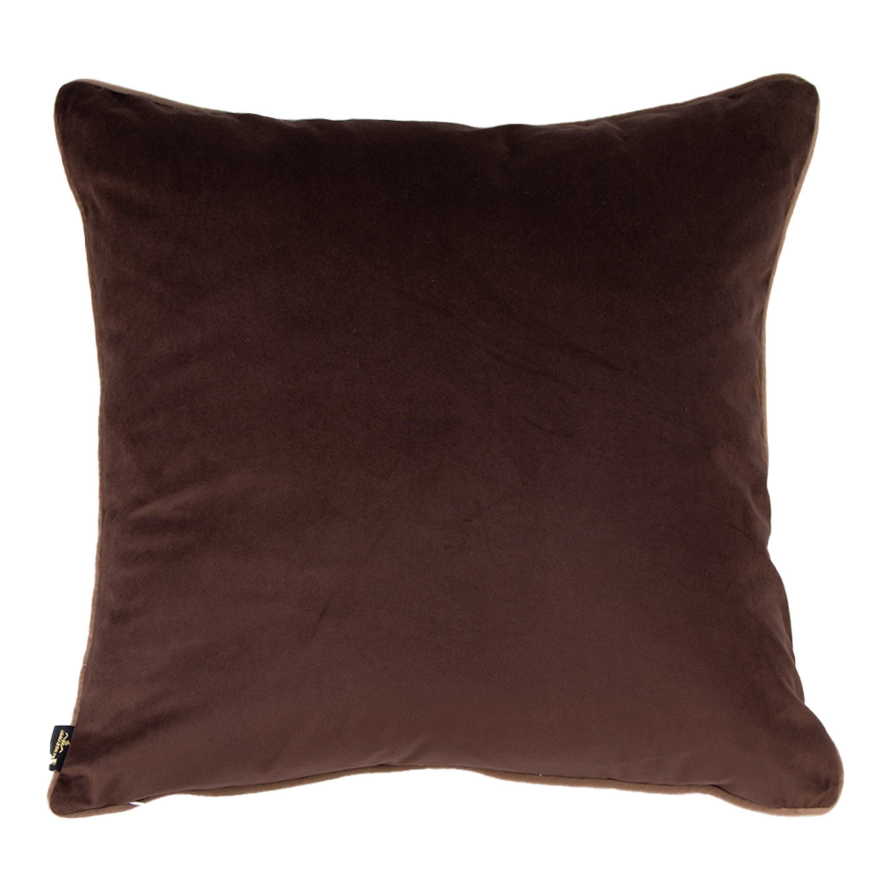 Malini Twofaced Velvet Choc/Taupe Taupe Piping Square Cushion 59x59