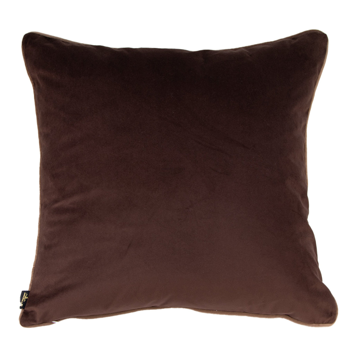 Malini Twofaced Velvet Choc/Taupe Taupe Piping Square Cushion 59x59