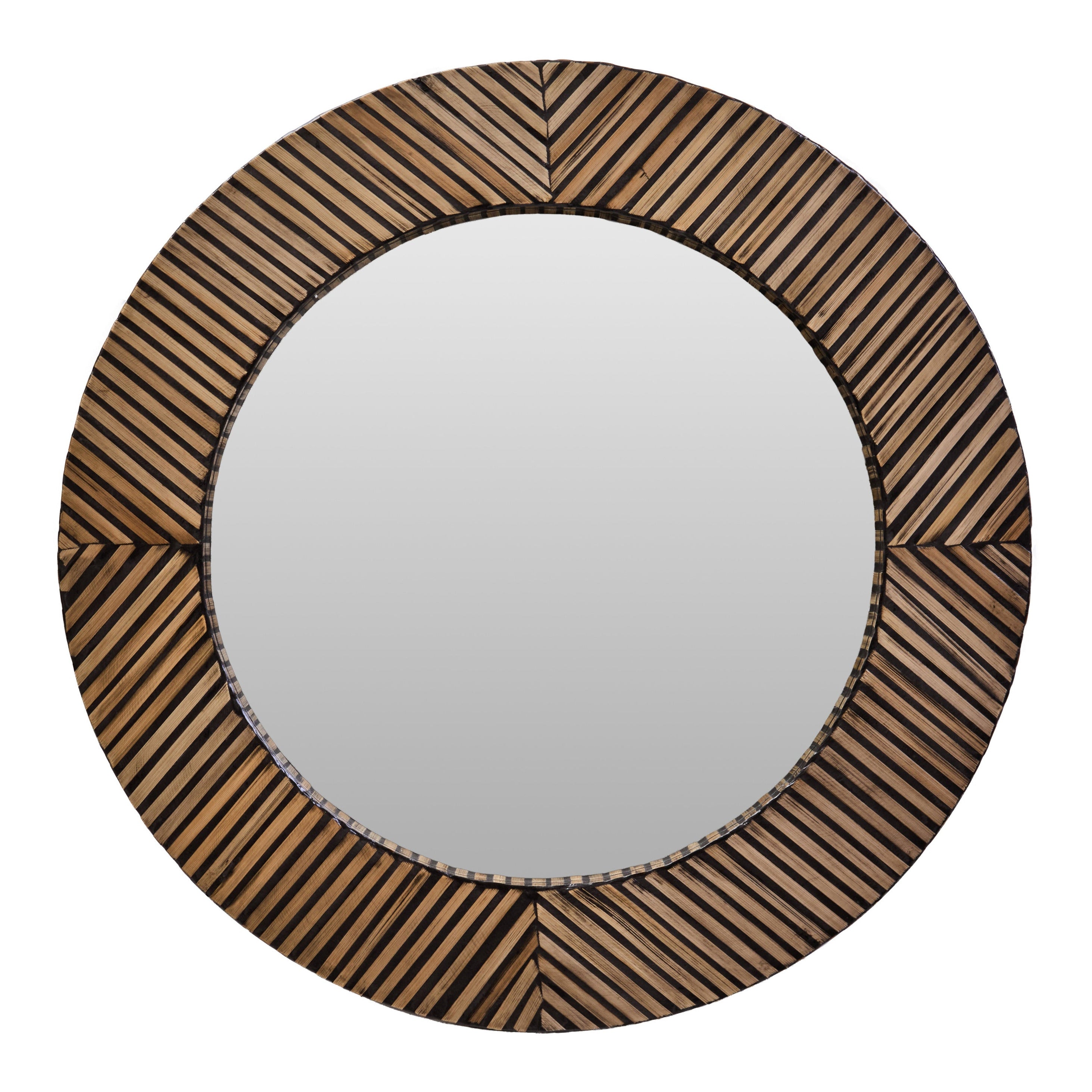 Antibes Bamboo Inlay Round Wall Mirror