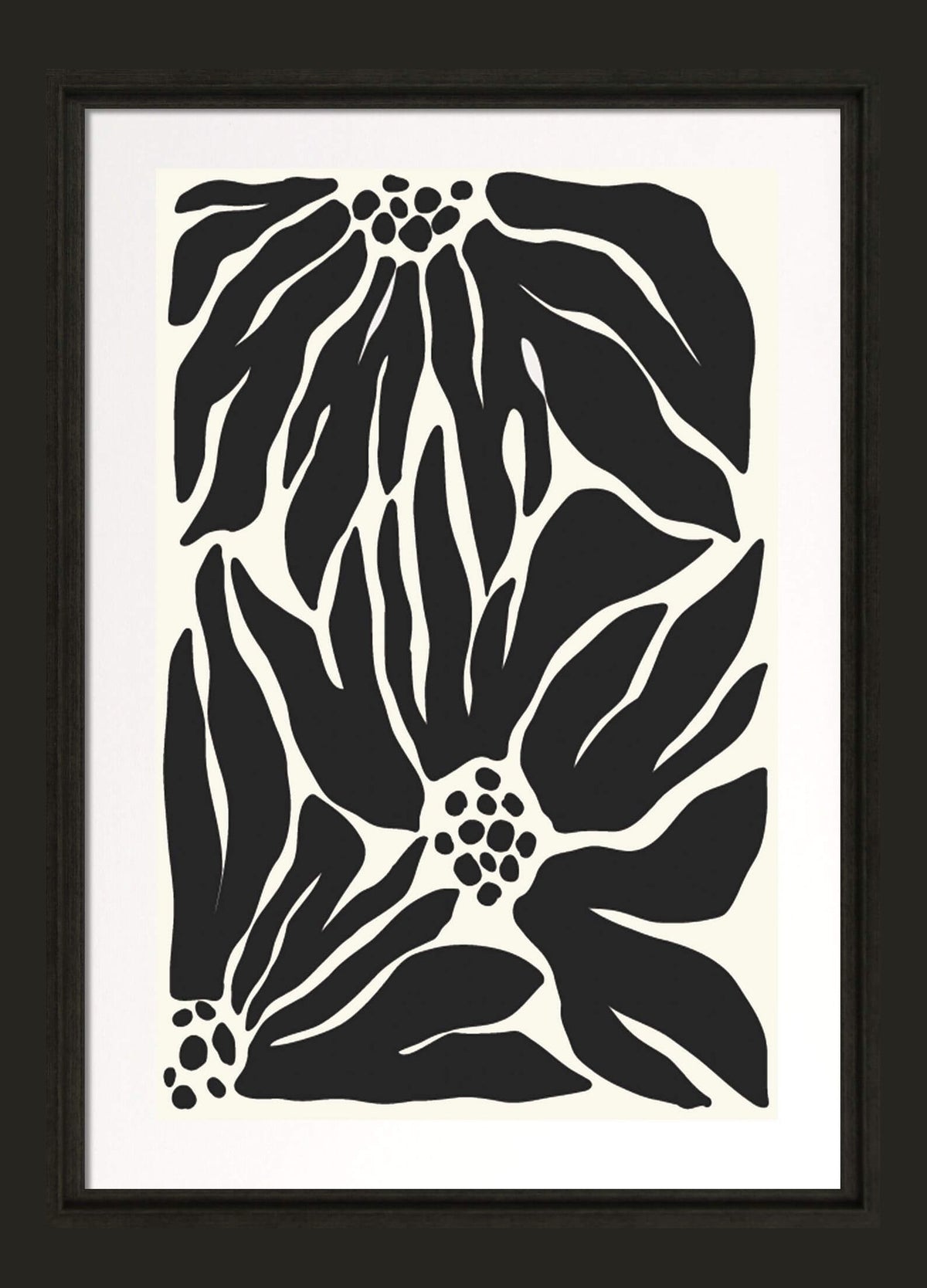 Cream & Black Abstracts IV - Framed Wall Art - 39x30cm