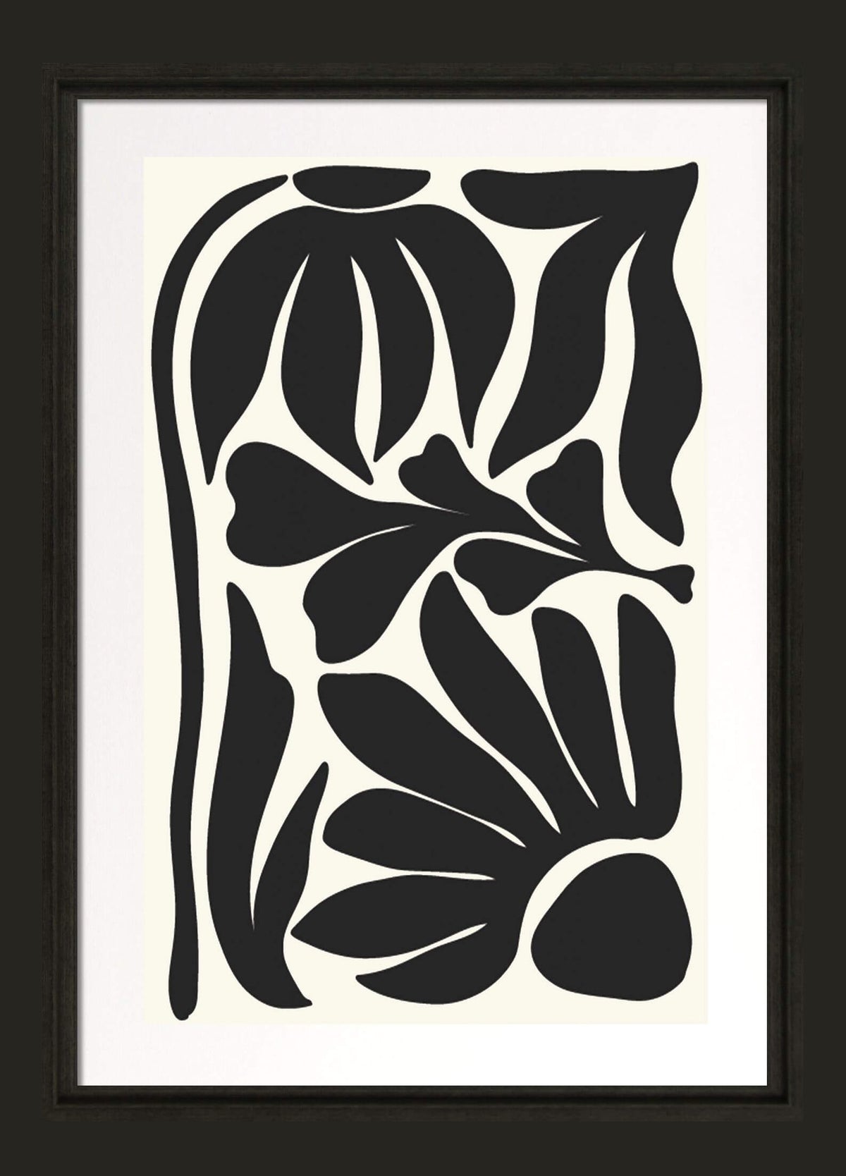 Cream & Black Abstracts III - Framed Wall Art - 39x30cm