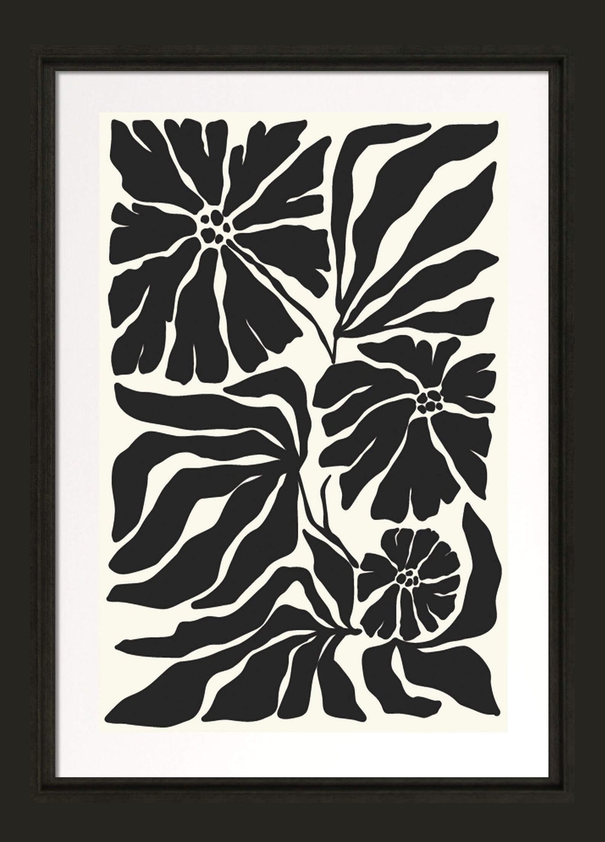 Cream & Black Abstracts II - Framed Wall Art - 39x30cm