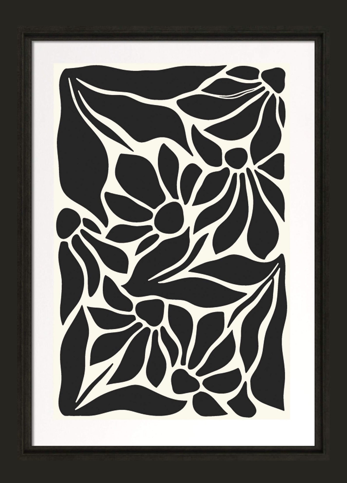 Cream & Black Abstracts I - Framed Wall Art - 39x30cm
