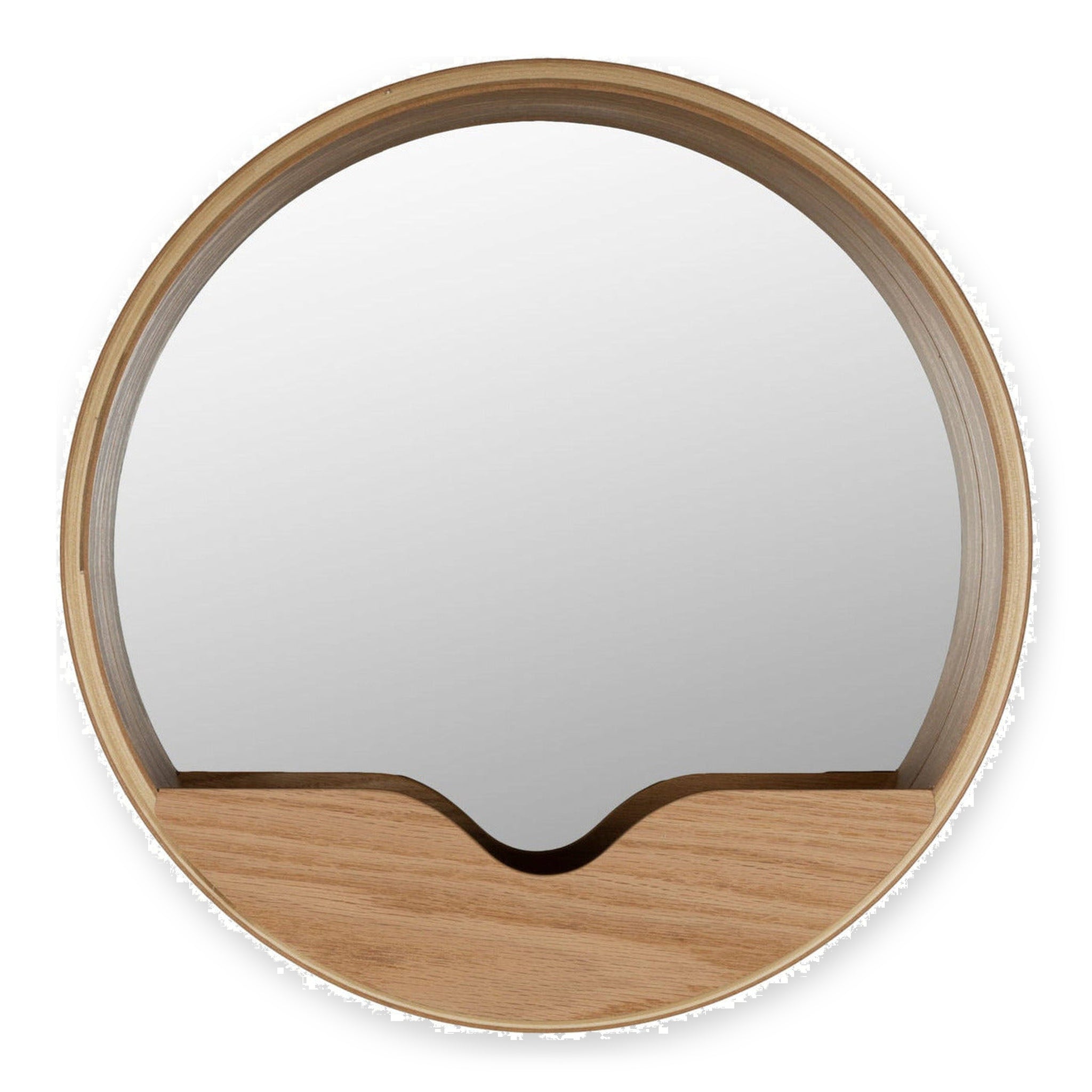 Zuiver Round Natural Oak Wood Round Wall Mirror 40cm