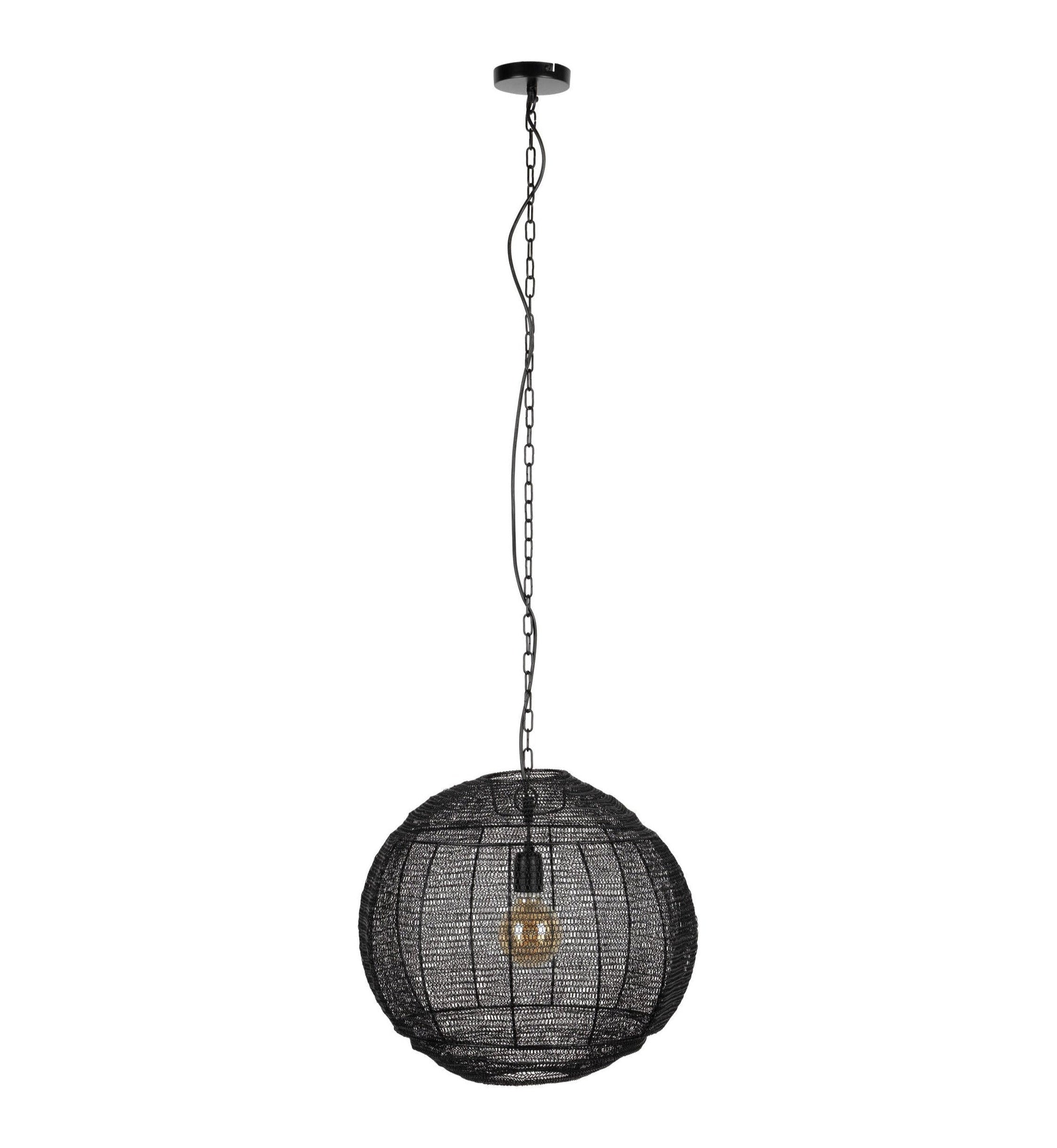 Dutchbone Meezan Black Metal Weave Pendant Light Medium