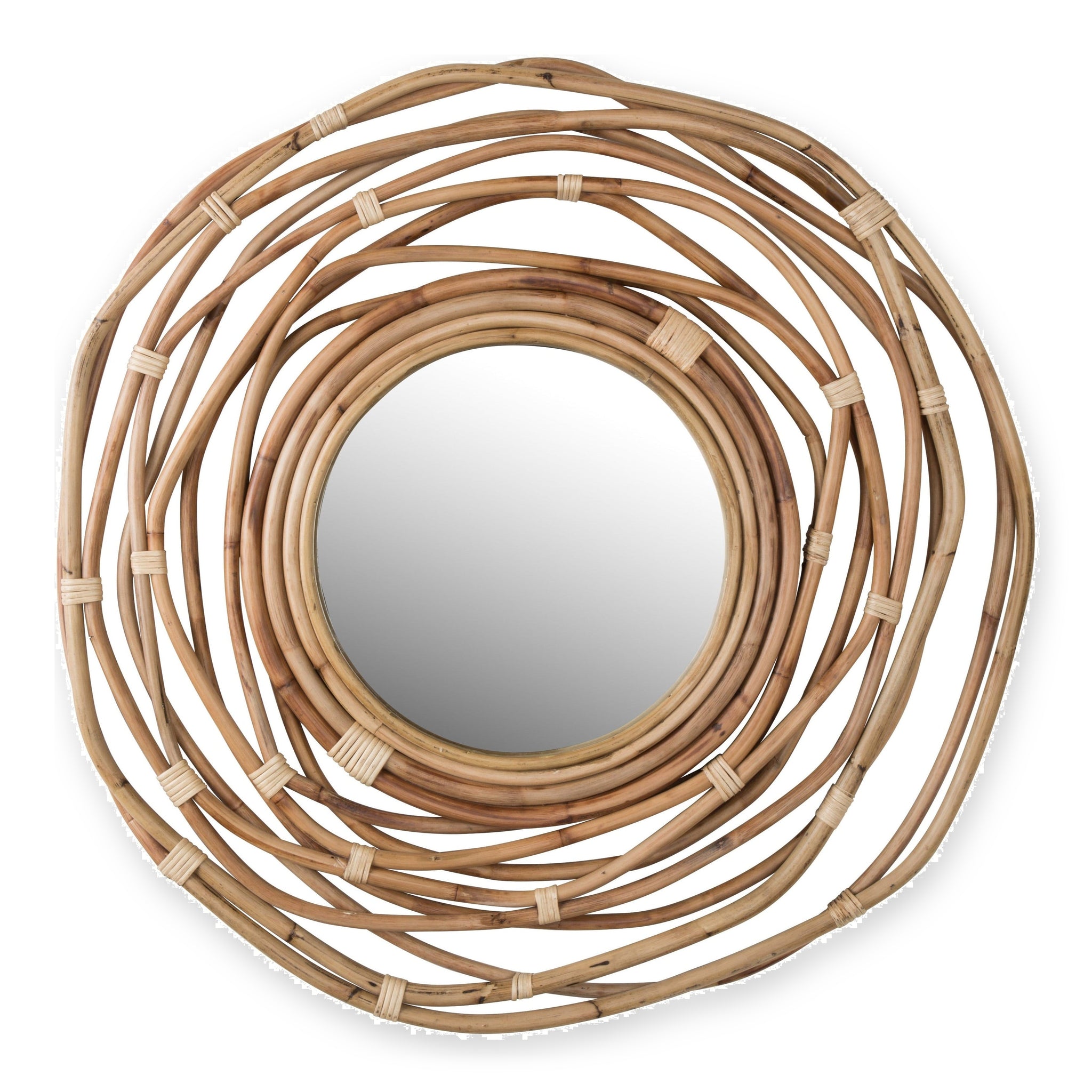 Dutchbone Kubu Natural Rattan Round Wall Mirror