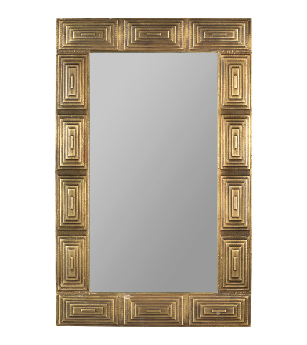 Dutchbone Volan Art Deco Brass Rectangle Wall Mirror