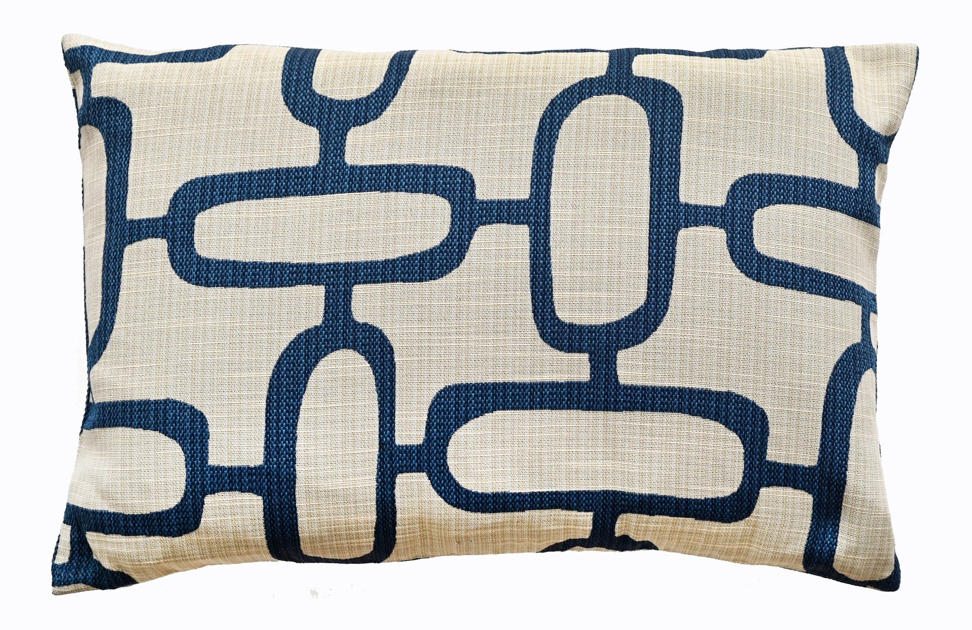 Malini Edison Abstract Chains Jacquard Blue Rectangle Cushion 40x60 - CLEARANCE