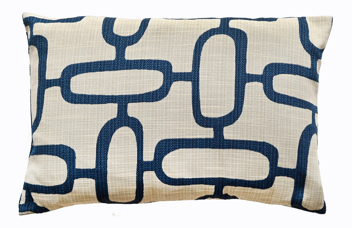 Malini Edison Abstract Chains Jacquard Blue Rectangle Cushion 40x60 - CLEARANCE