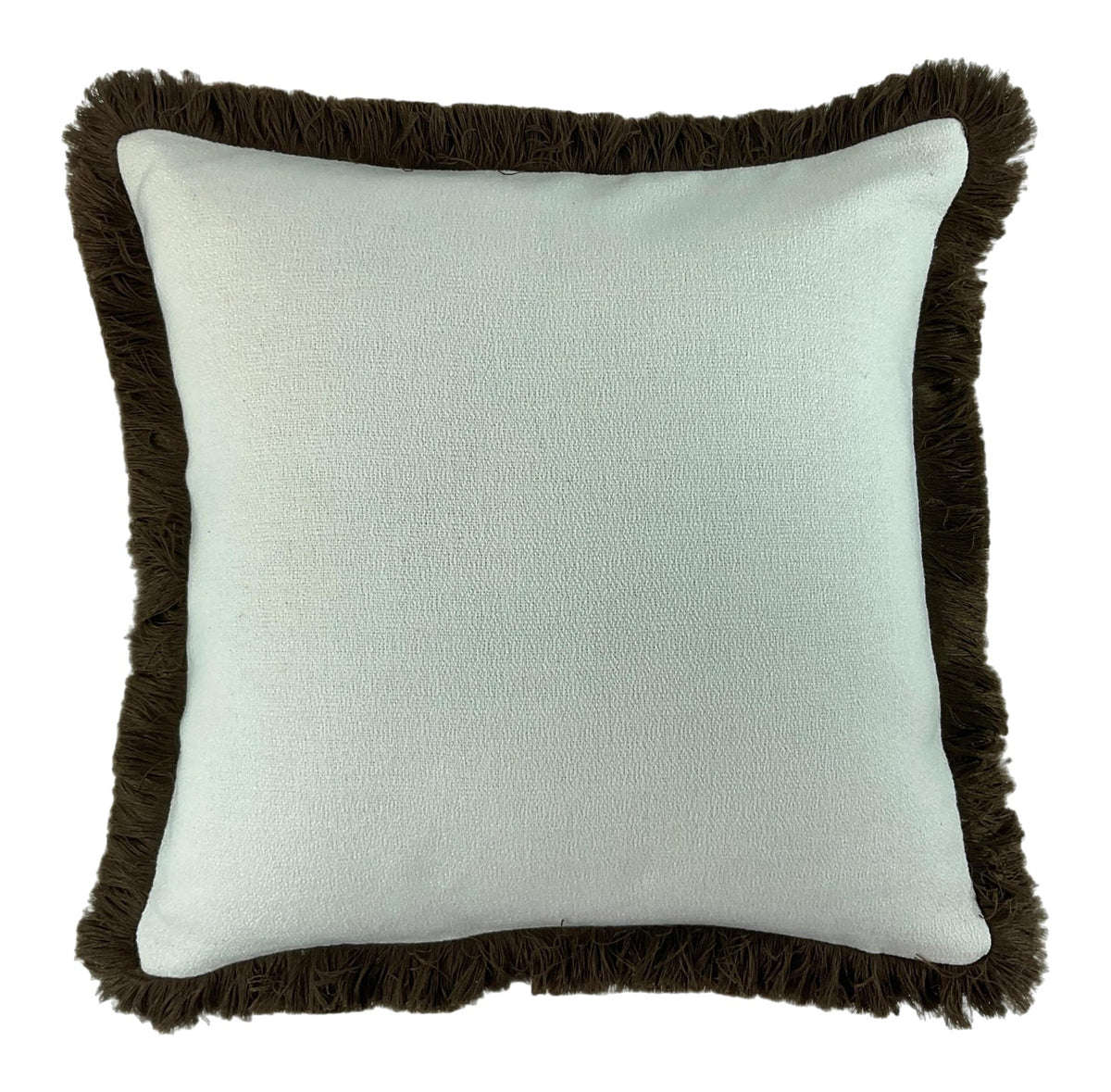 Malini Slub With Heavy Choc Fringe Square Cushion 56x56