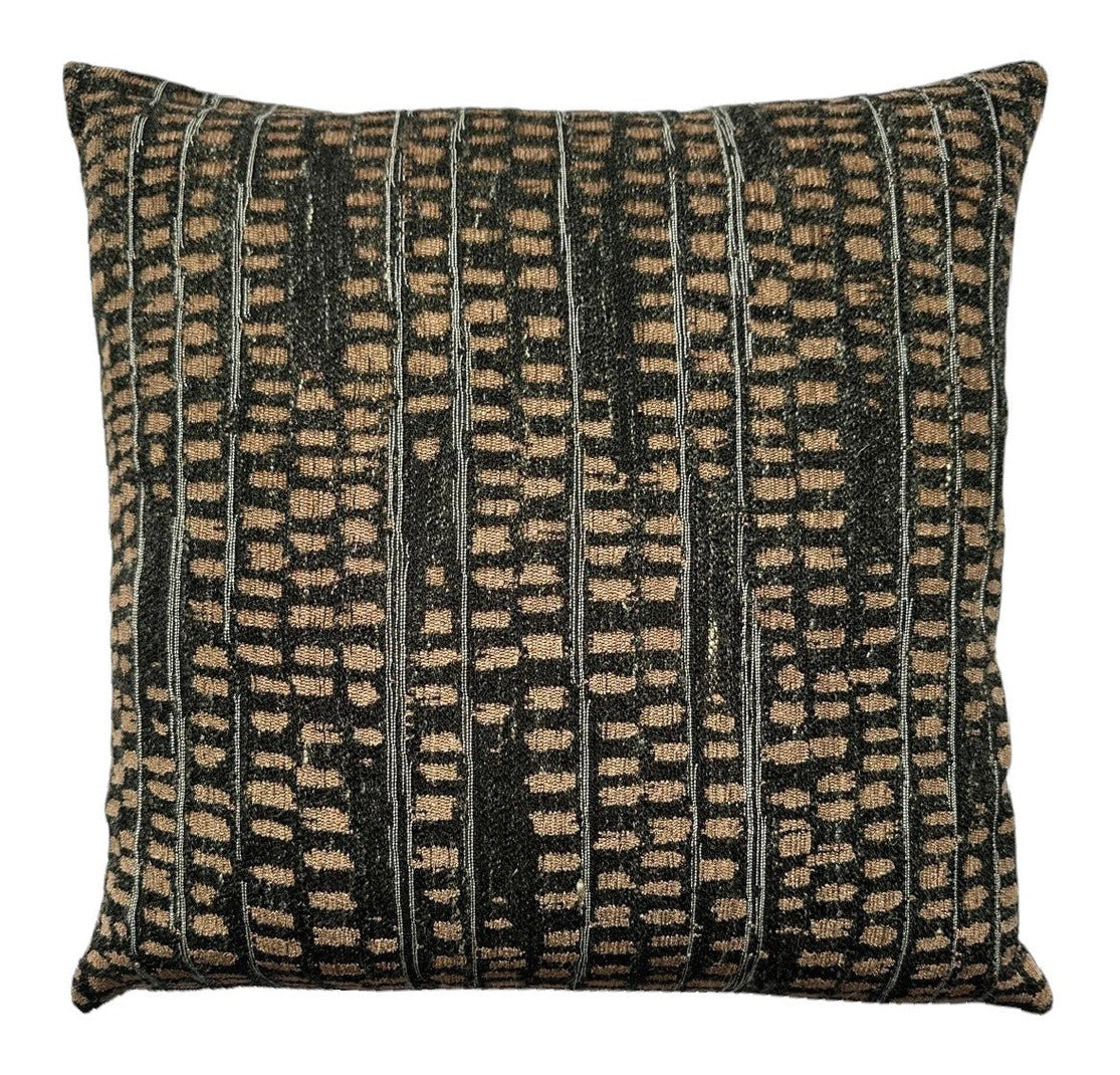 Malini Tan Dot Dash Print On Textured Fabric Square Cushion 50x50