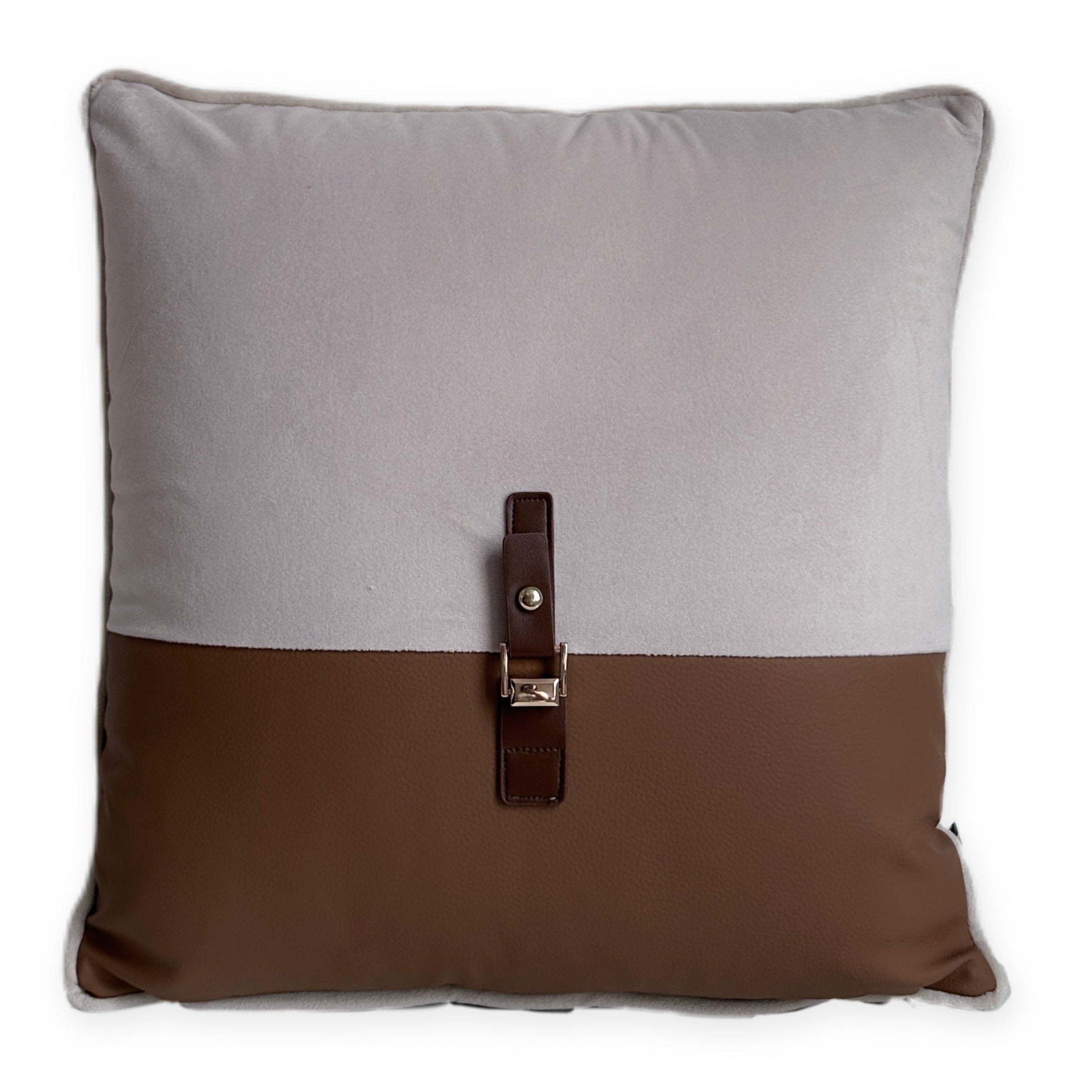 Malini Paul Moneypenny Buckle Cushion Neutral Square Cushion 45x45
