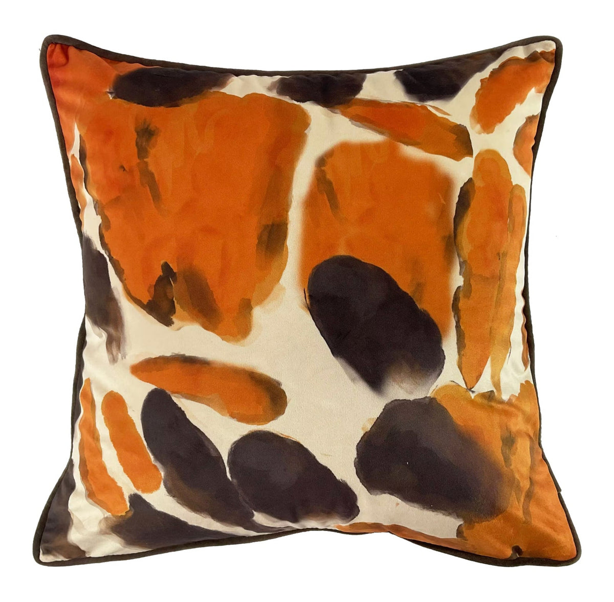 Malini Paul Moneypenny Choc/Orange Abstract Des Square Cushion 45x45