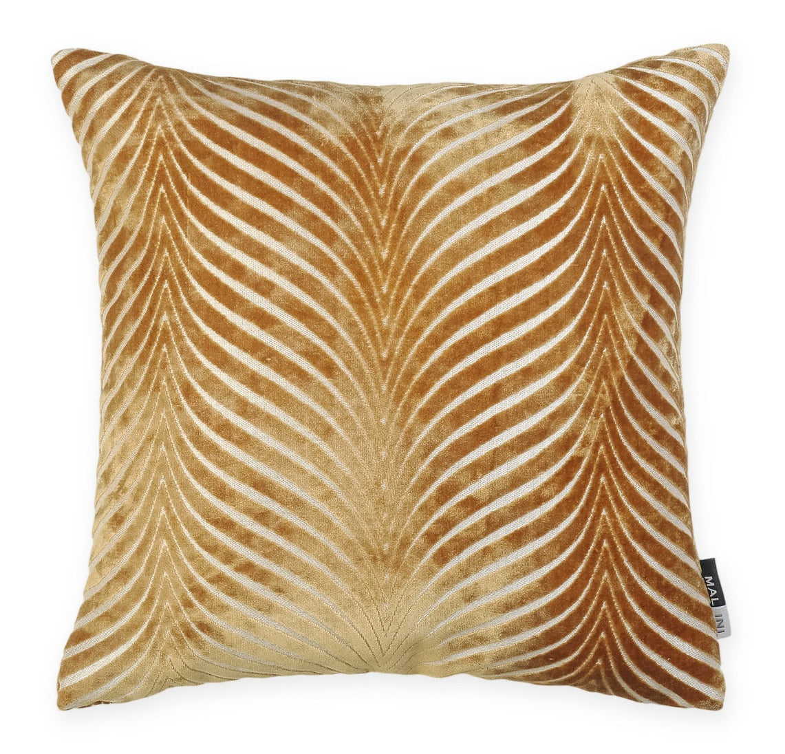 Malini Cut Velvet Fan Rada Whiskey Square Cushion 43x43