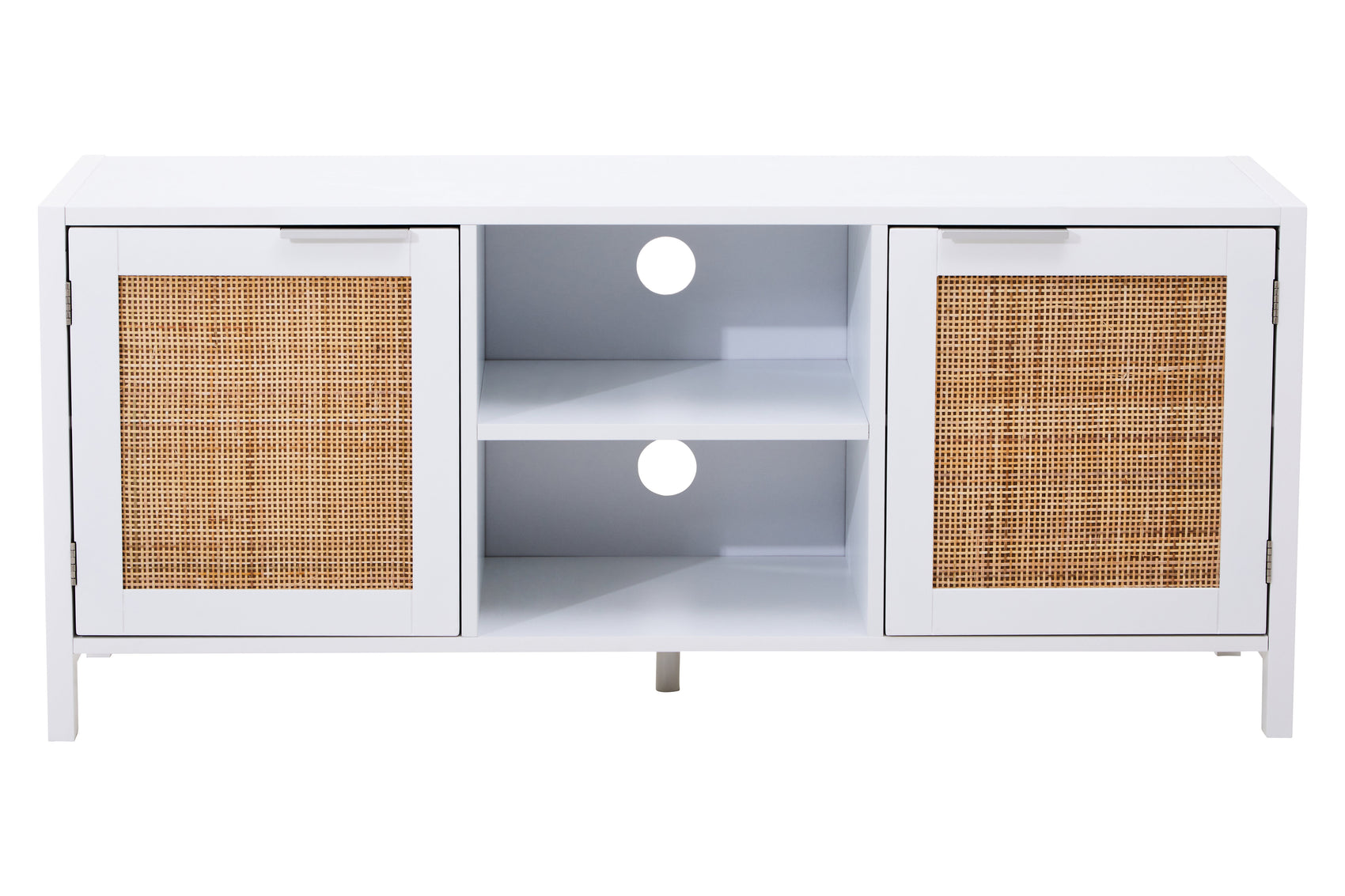 Burwood White Wood & Rattan TV Unit