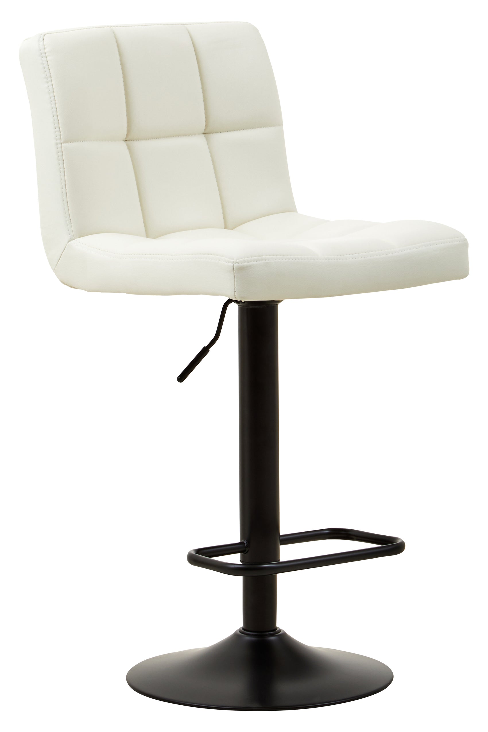 Ica Quilted White Leather Effect Bar Stool