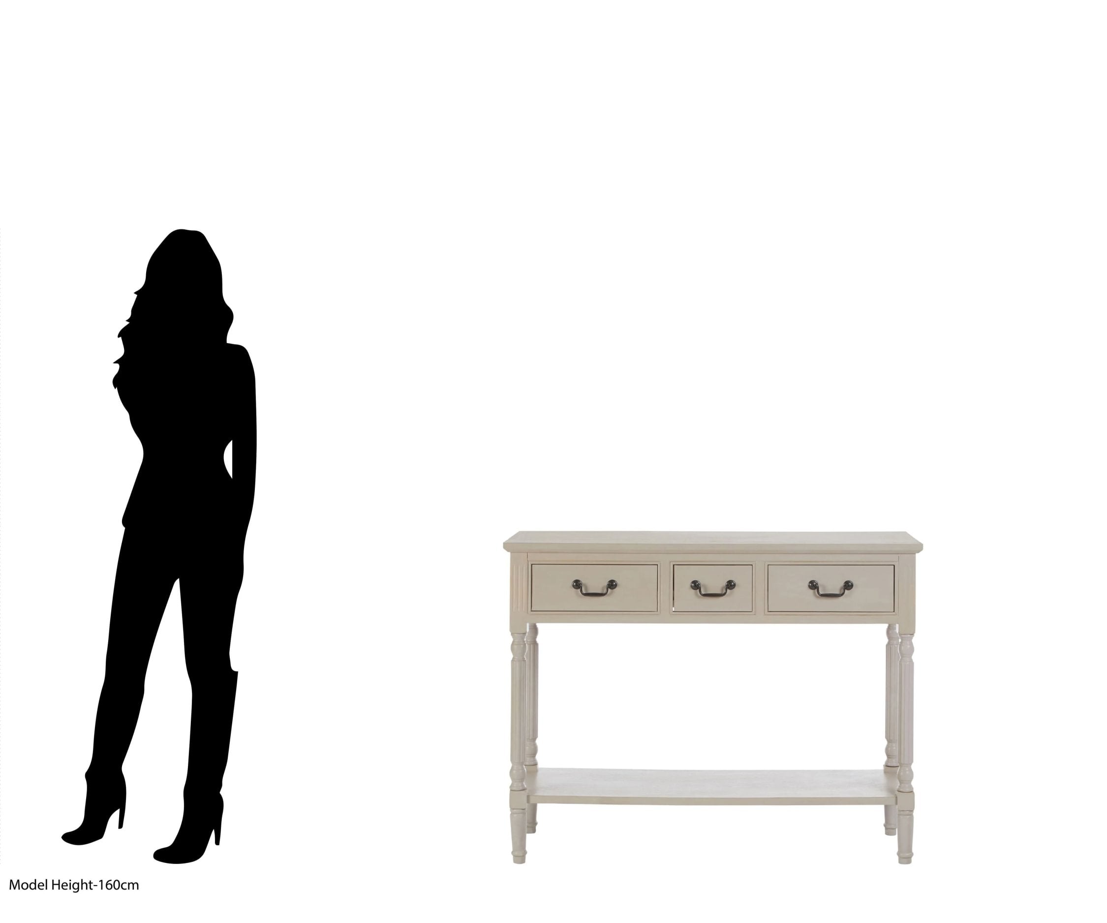 Chelsea Grey Putty Wood 3 Drawer Console Table