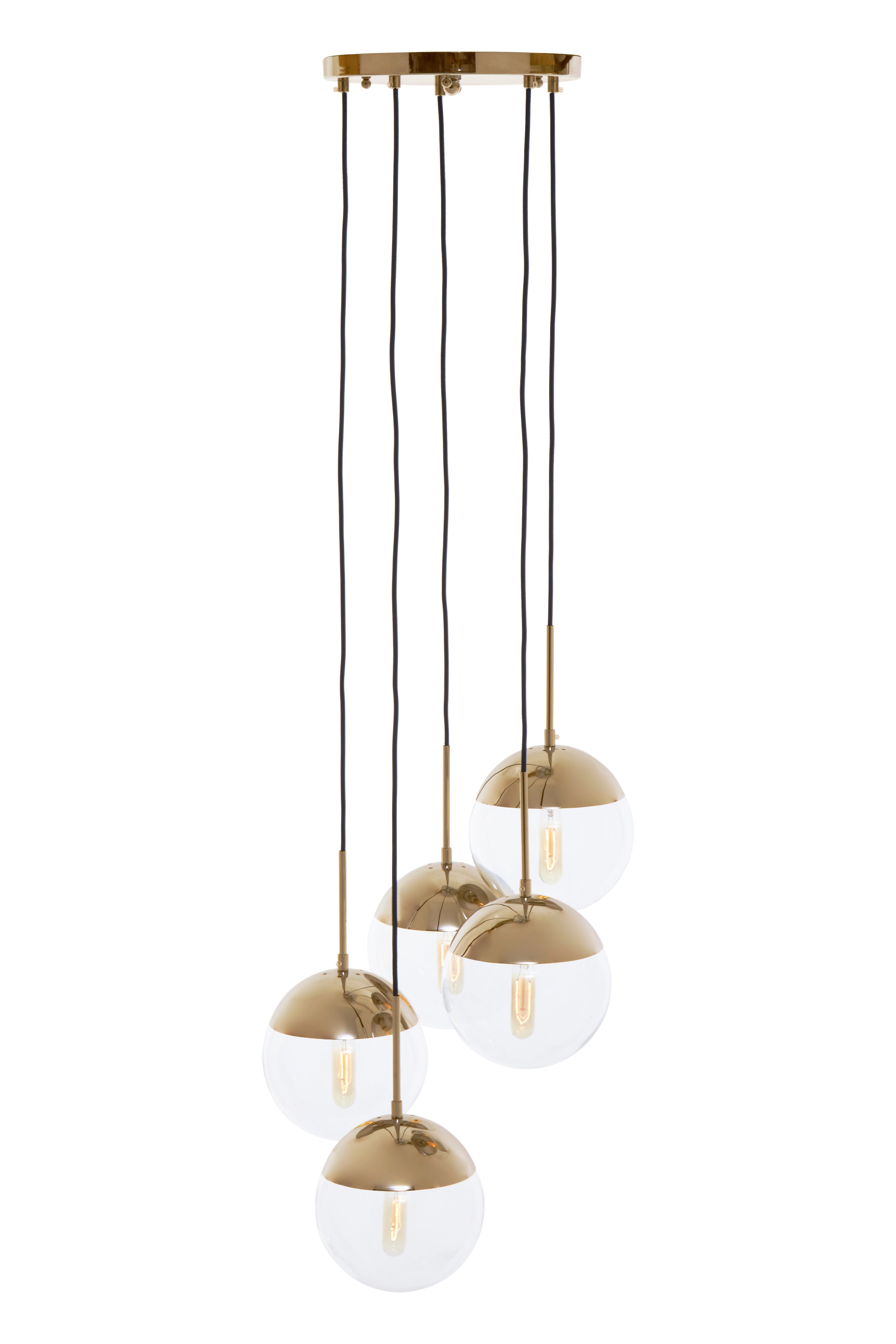Kidston Gold Finish Five Pendant Lights