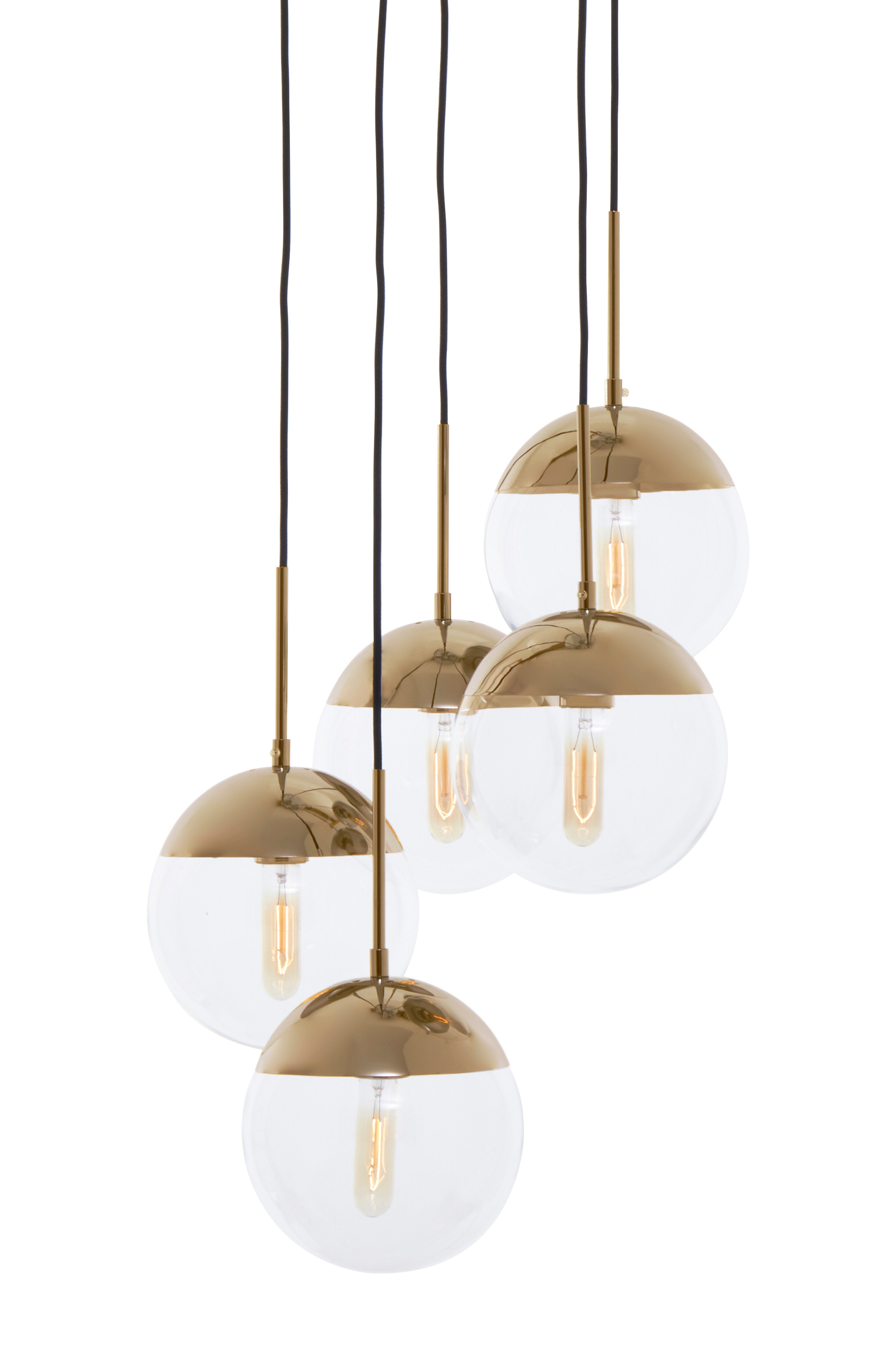Kidston Gold Finish Five Pendant Lights