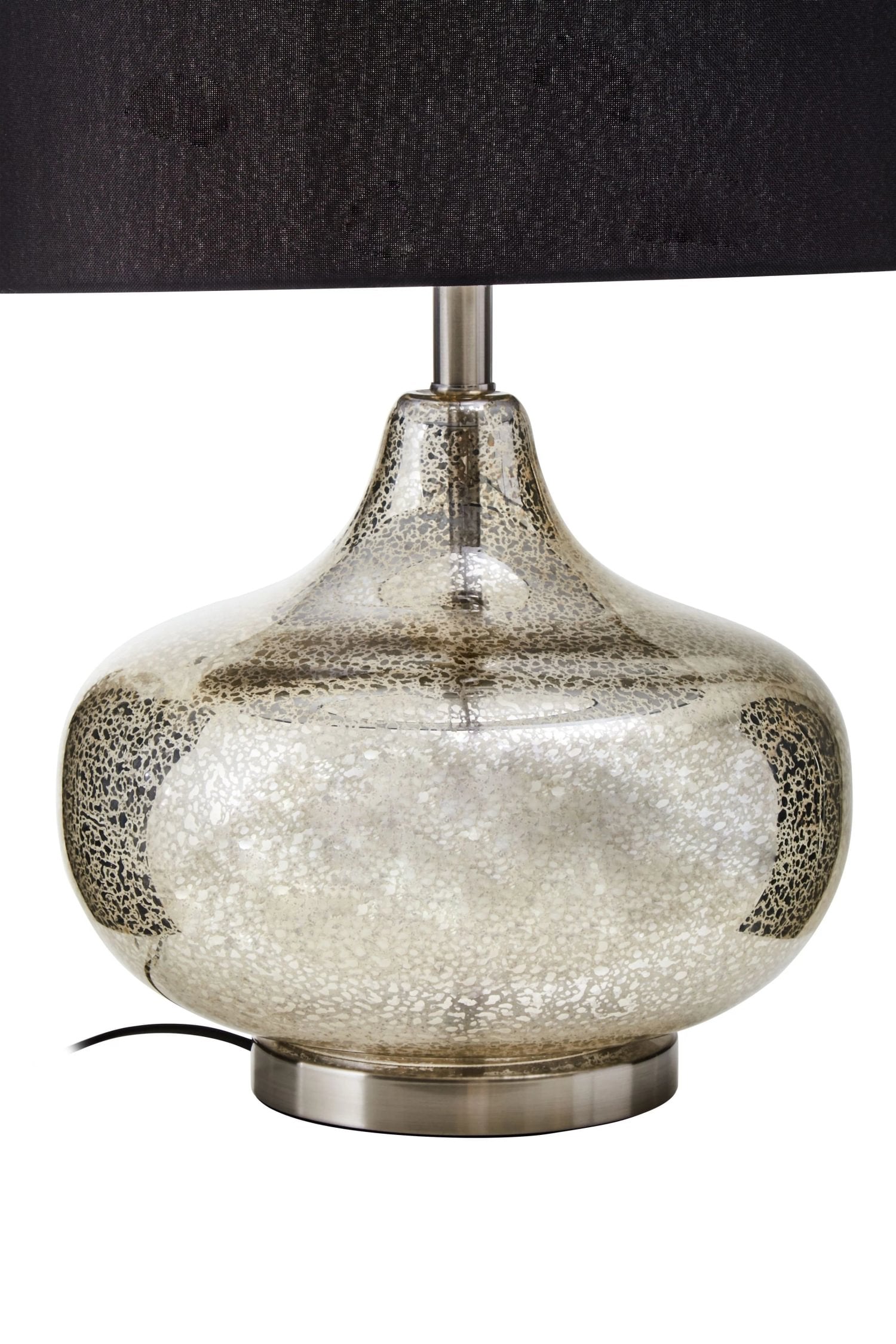 Celeste Silver Glass & Black Shade Table Lamp