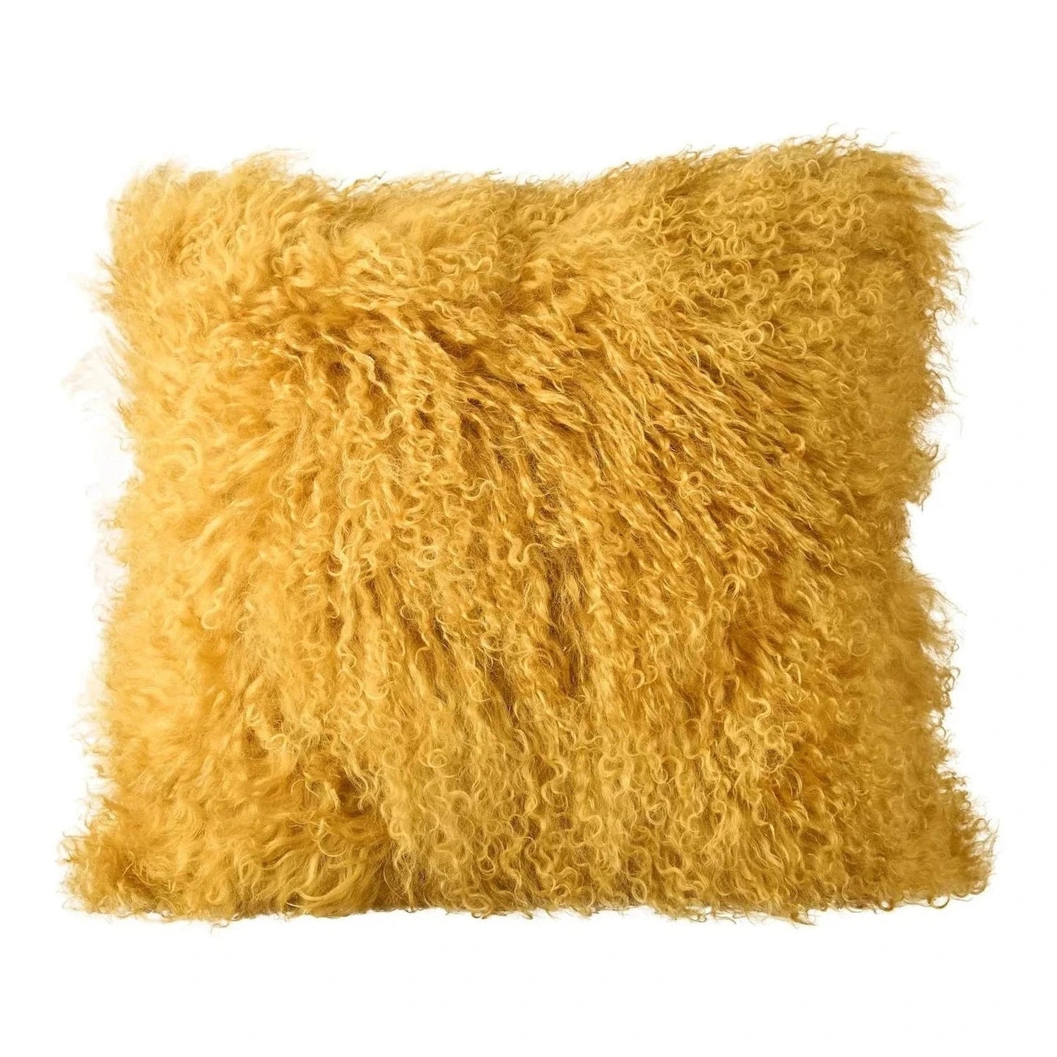 Ametra Warm Mustard Tibetan Lamb Wool Cushion