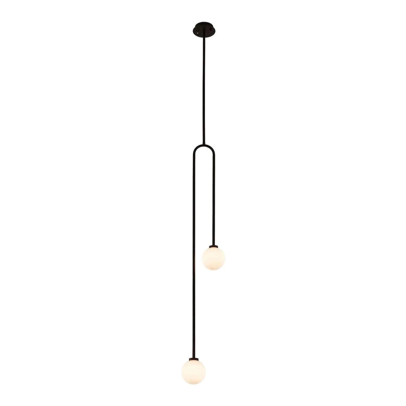 Arket White Frosted Glass & Black Metal Pendant Light