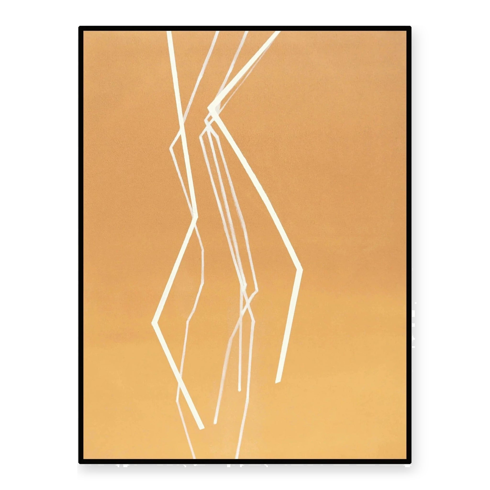 Fractal Orange & White Hand-Painted Abstract Canvas Wall Art