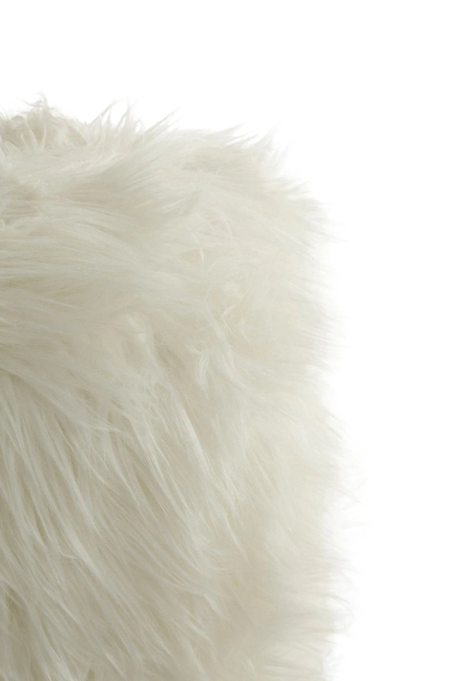 Kalahari White Faux Fur Round Footstool