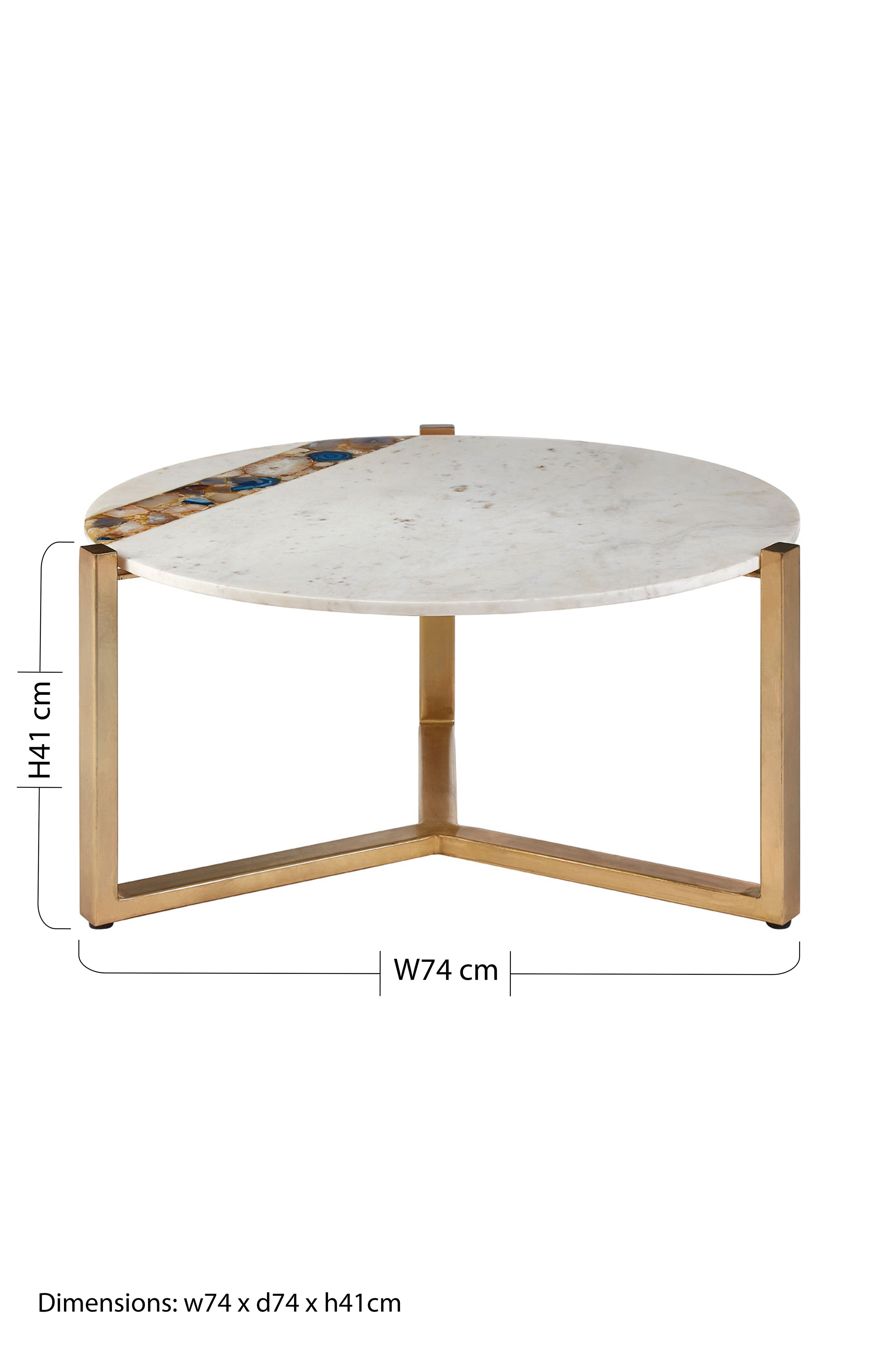 Chiara White Marble & Agate Stone Round Coffee Table
