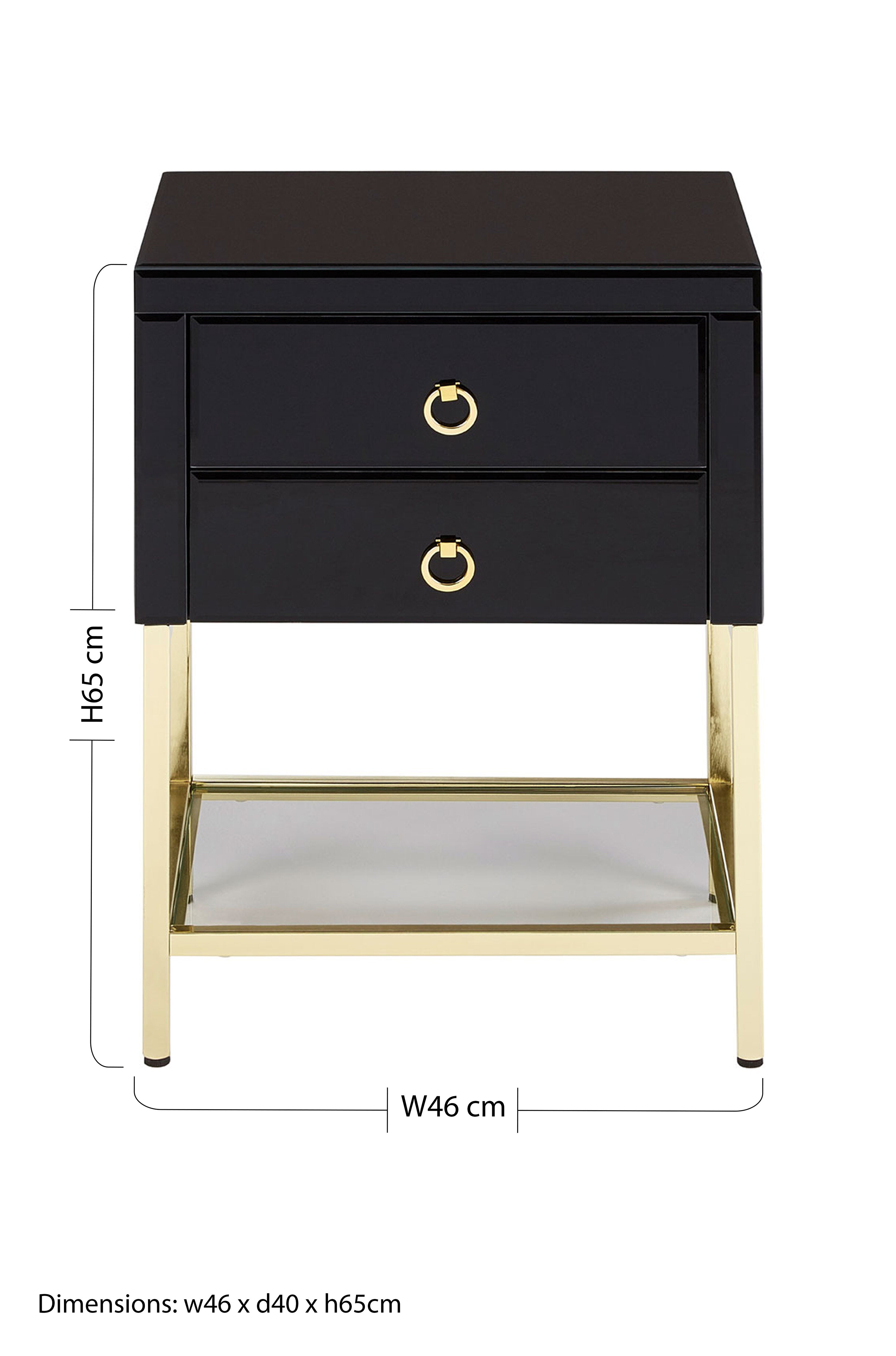 Candace Townhouse Black Side Table | 2 Drawers