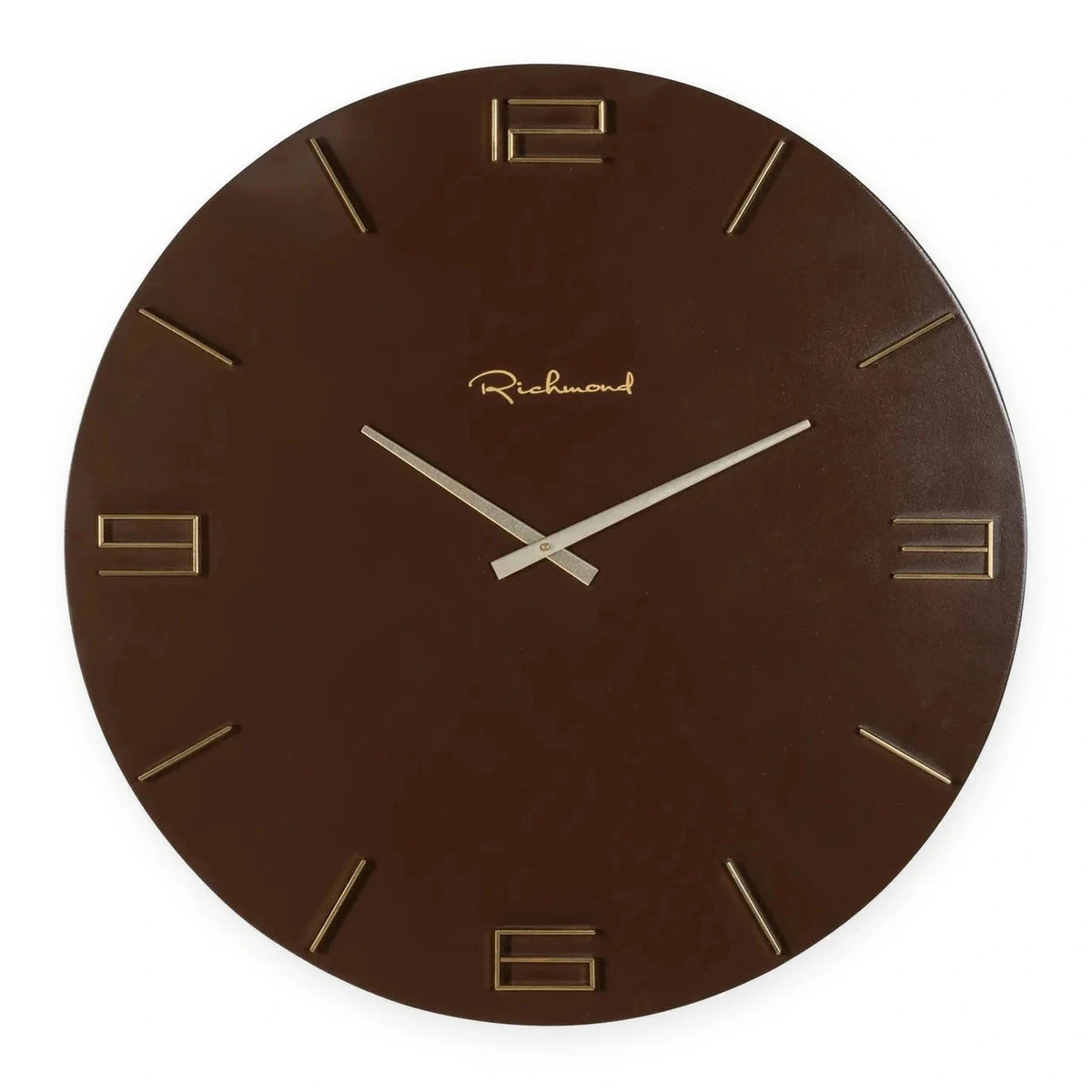 Richmond Interiors Byram Chestnut Brown Brass Wall Clock