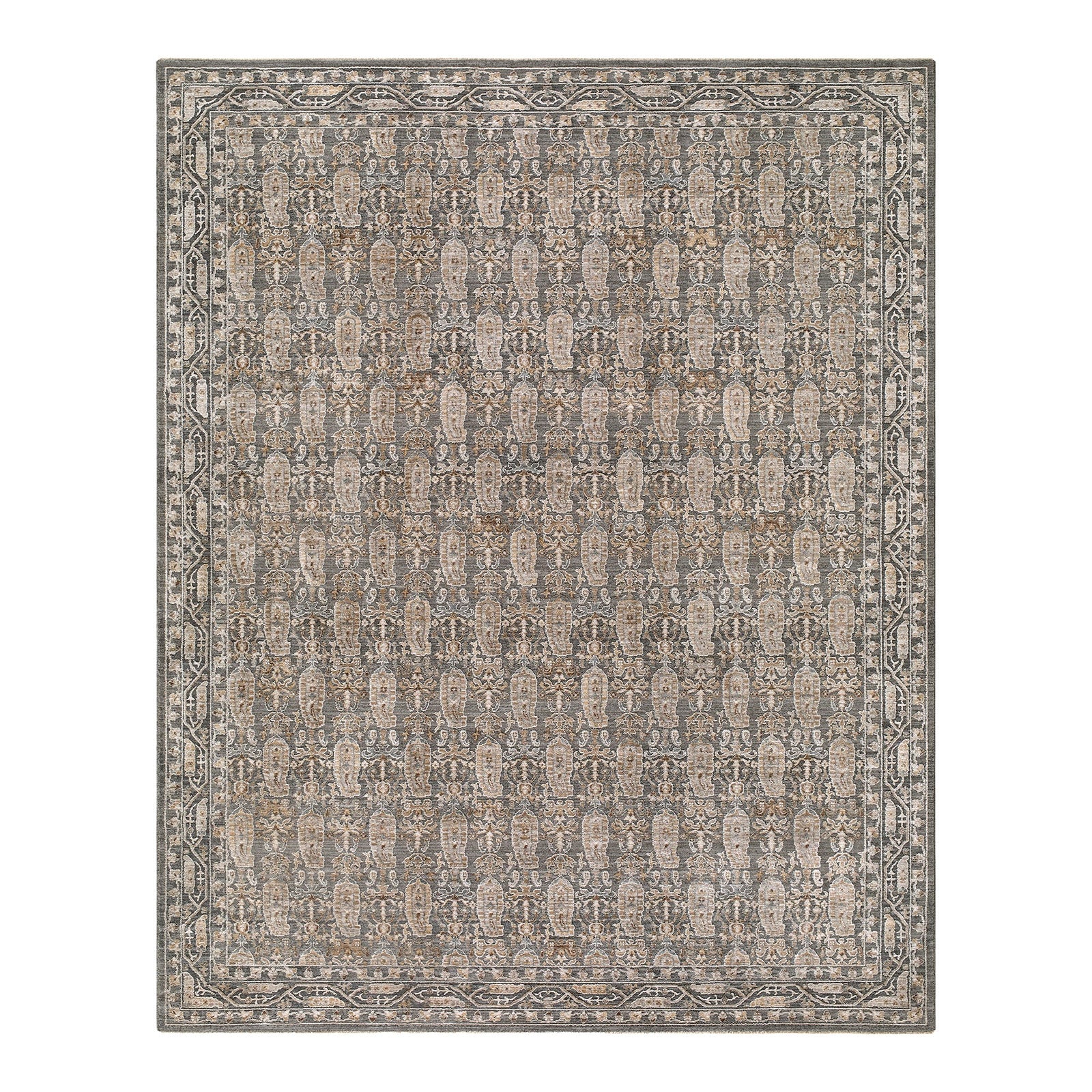 Arda Green, Dark Green & Grey Vintage Rug