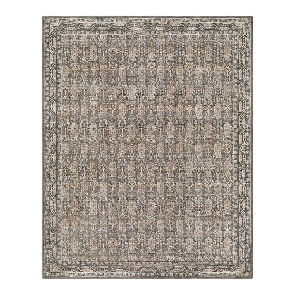 Arda Green, Dark Green & Grey Vintage Rug