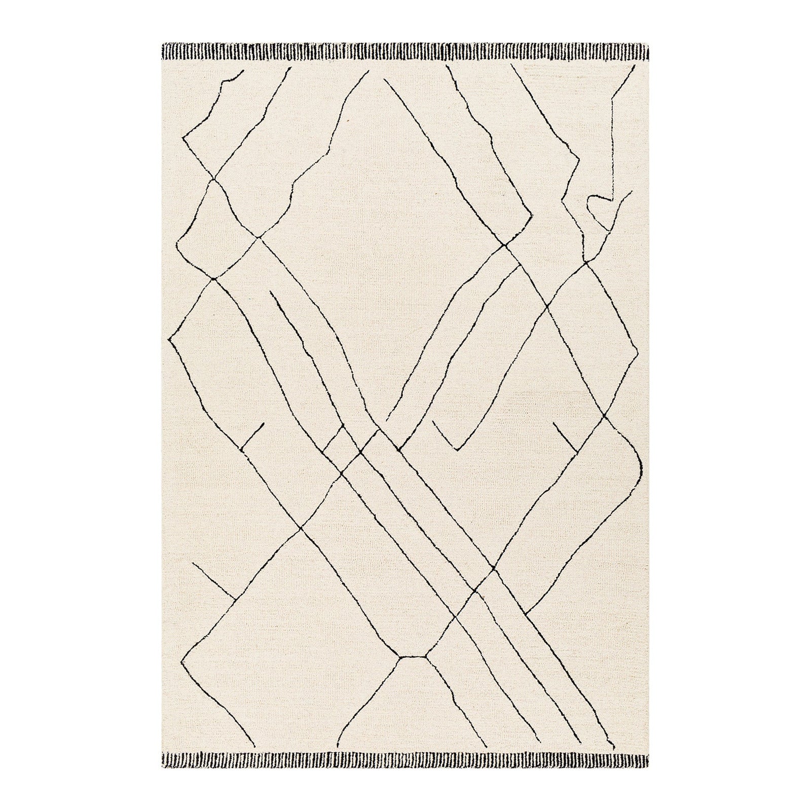Arsenal Cream & Black Hand Tufted Wool Rug