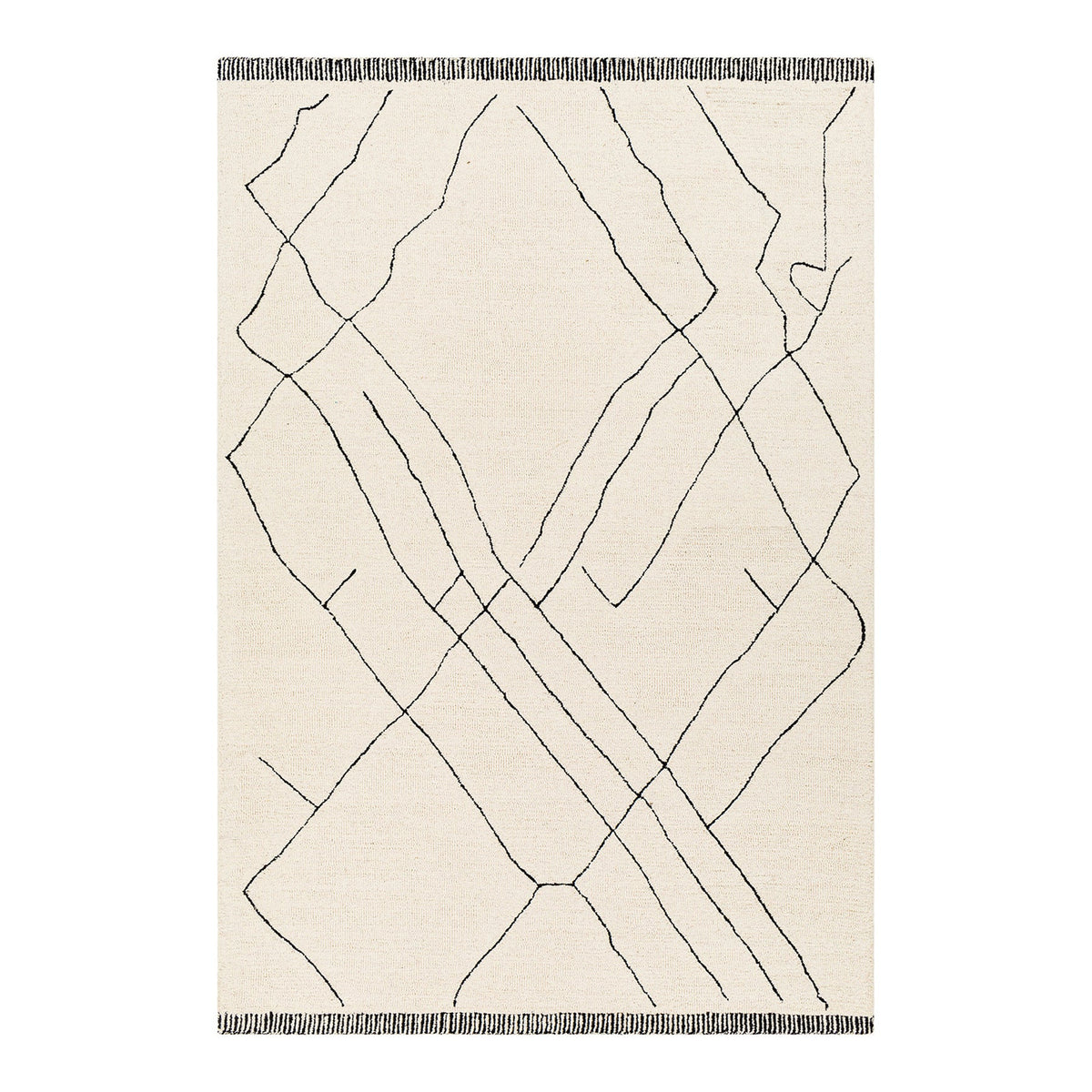 Arsenal Cream & Black Hand Tufted Wool Rug