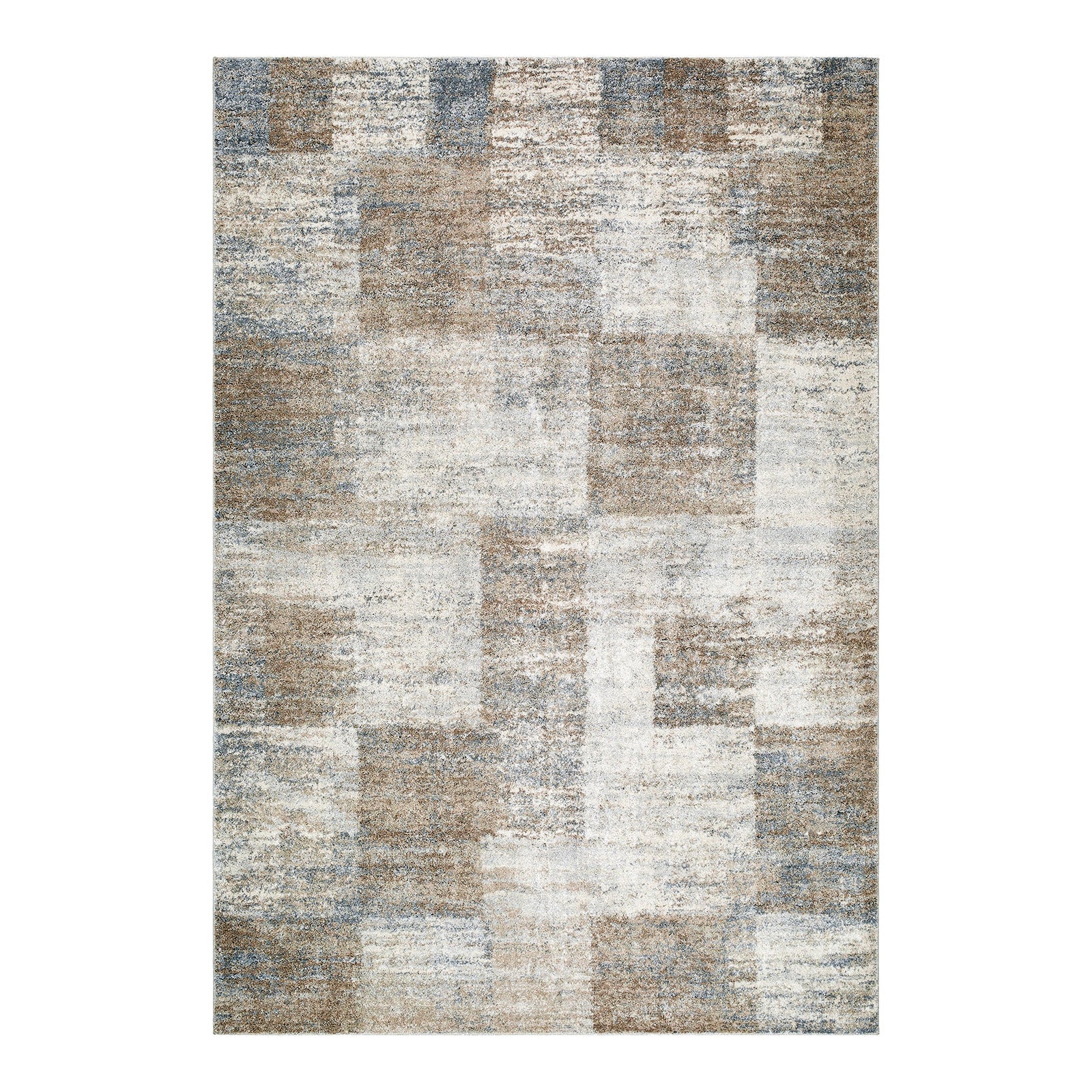 Avellino Brown & Grey Modern Geometric High Pile Rug
