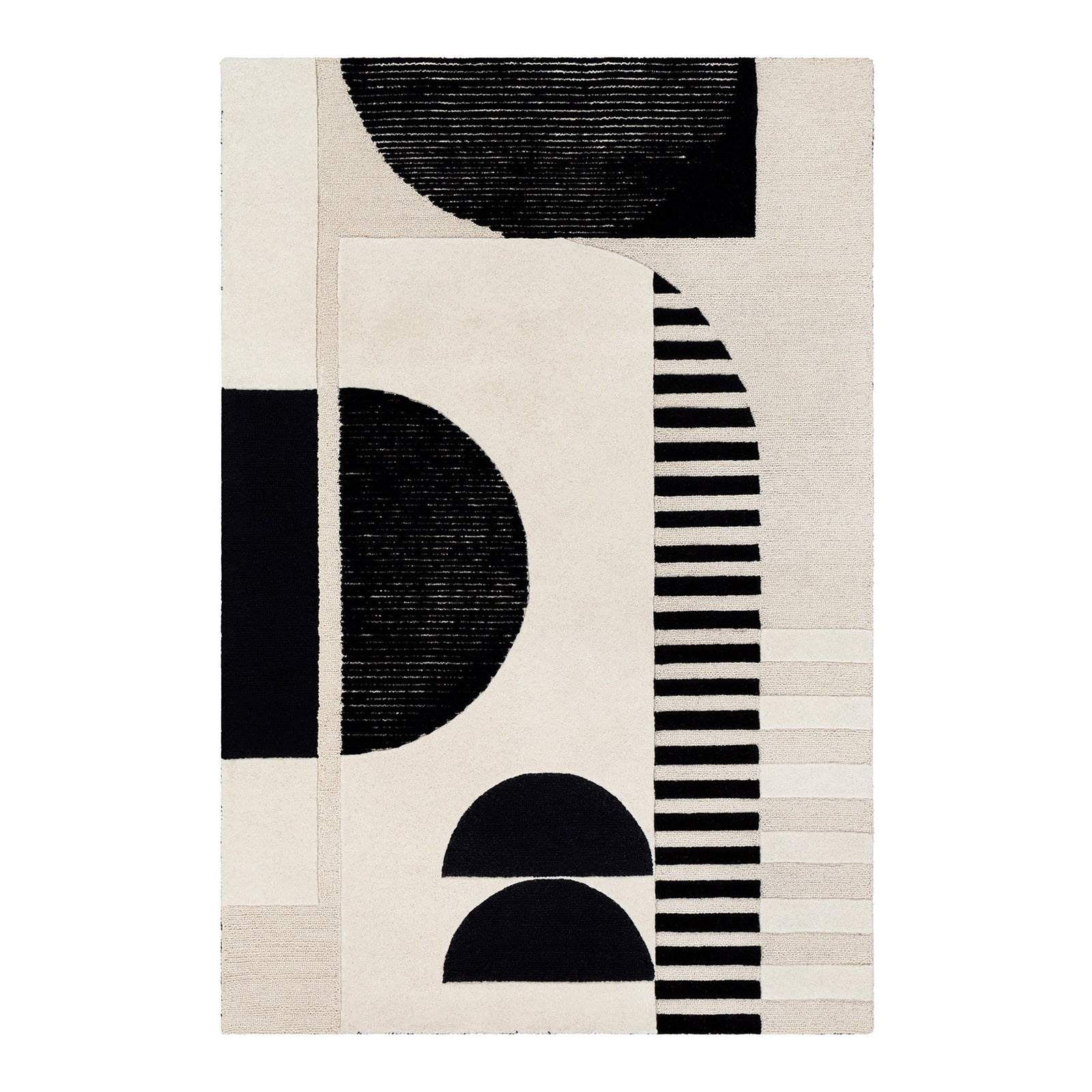 Brooklyn Black & Cream Modern Hand Tufted Wool Rug