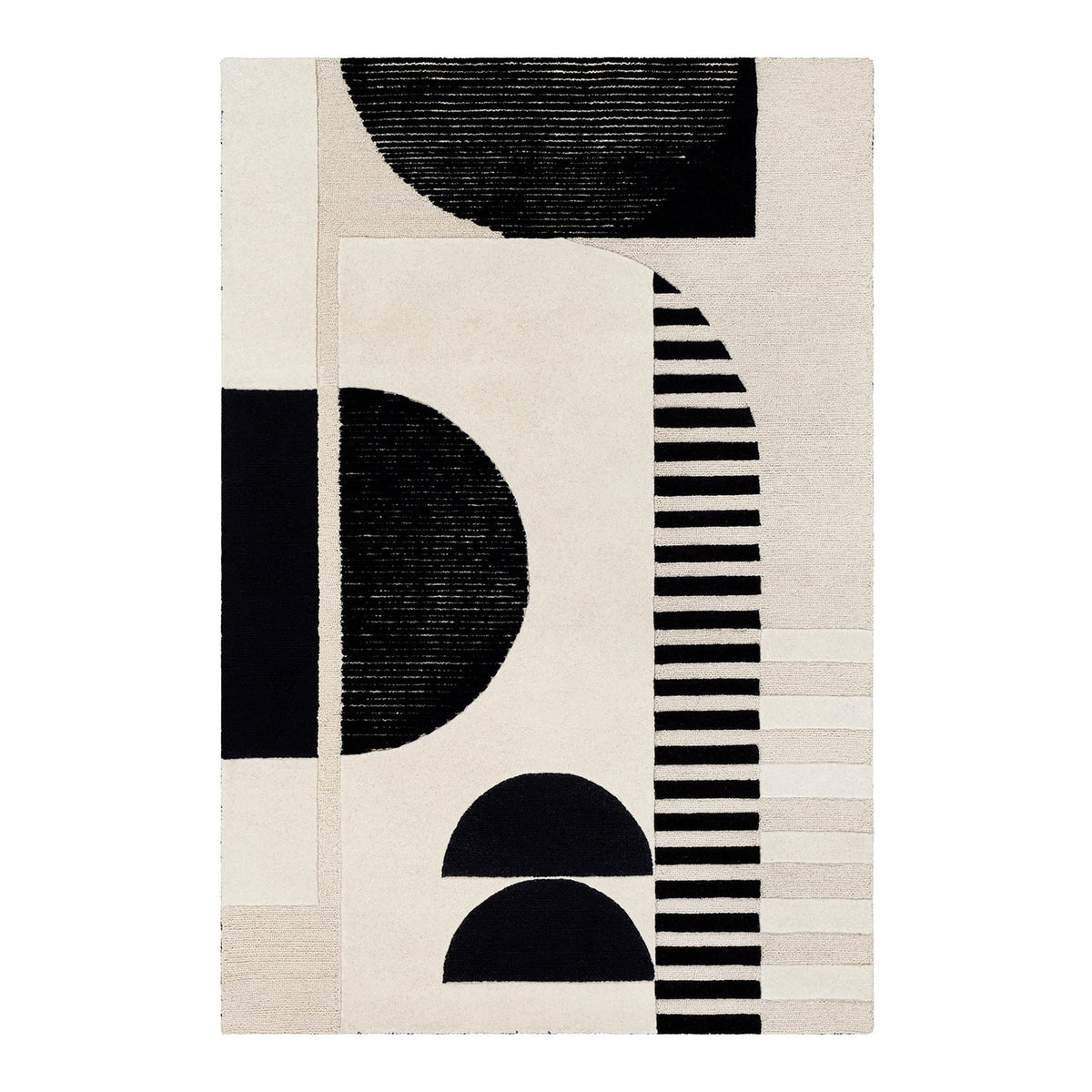 Brooklyn Black & Cream Modern Hand Tufted Wool Rug